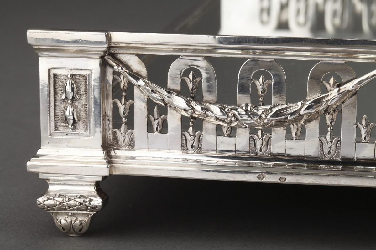 Goldsmith QUEILLE - Surtout of table in solid silver XIXth For Sale 4