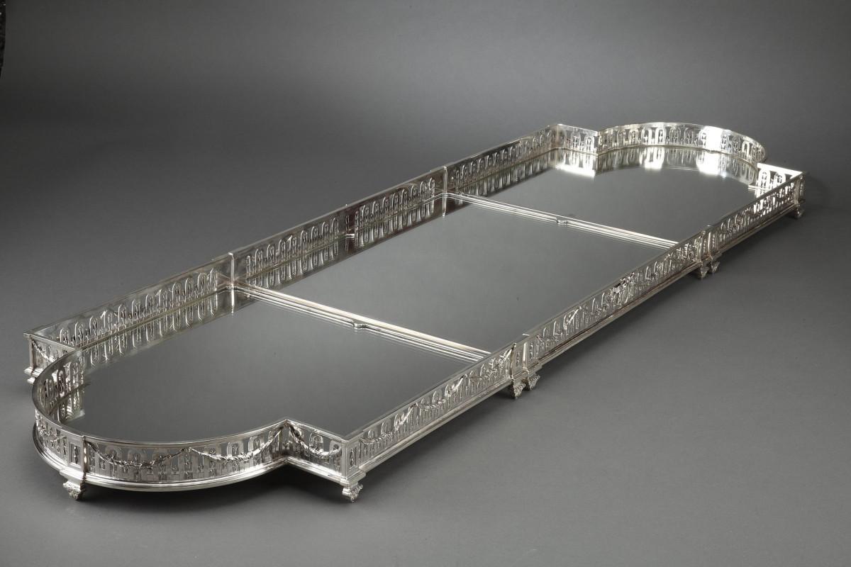 Goldsmith QUEILLE - Surtout of table in solid silver XIXth For Sale 6