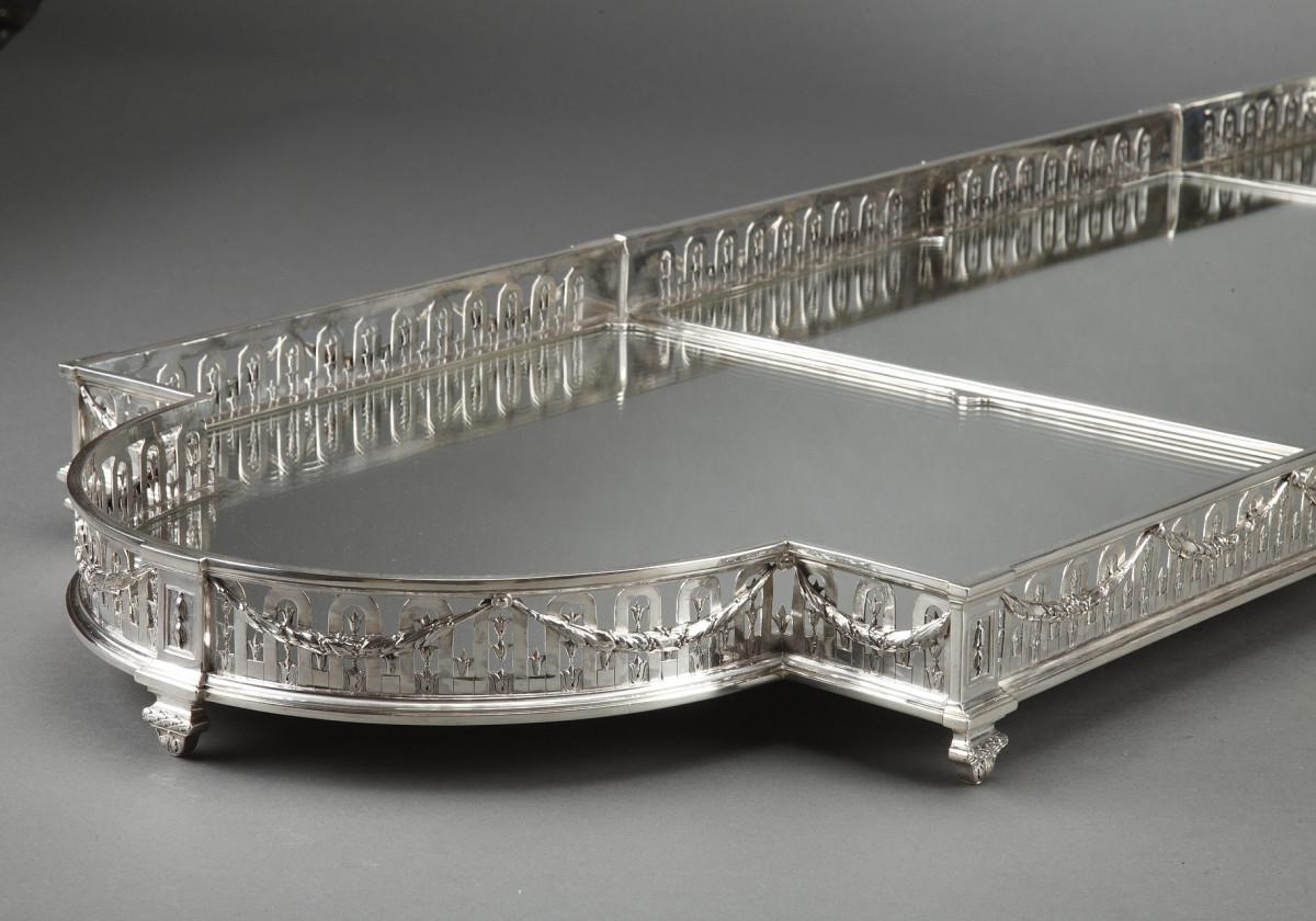 Goldsmith QUEILLE - Surtout of table in solid silver XIXth For Sale 7