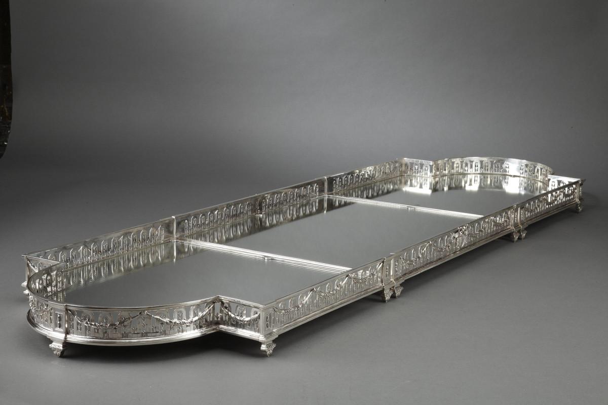 Goldsmith QUEILLE - Surtout of table in solid silver XIXth For Sale 8