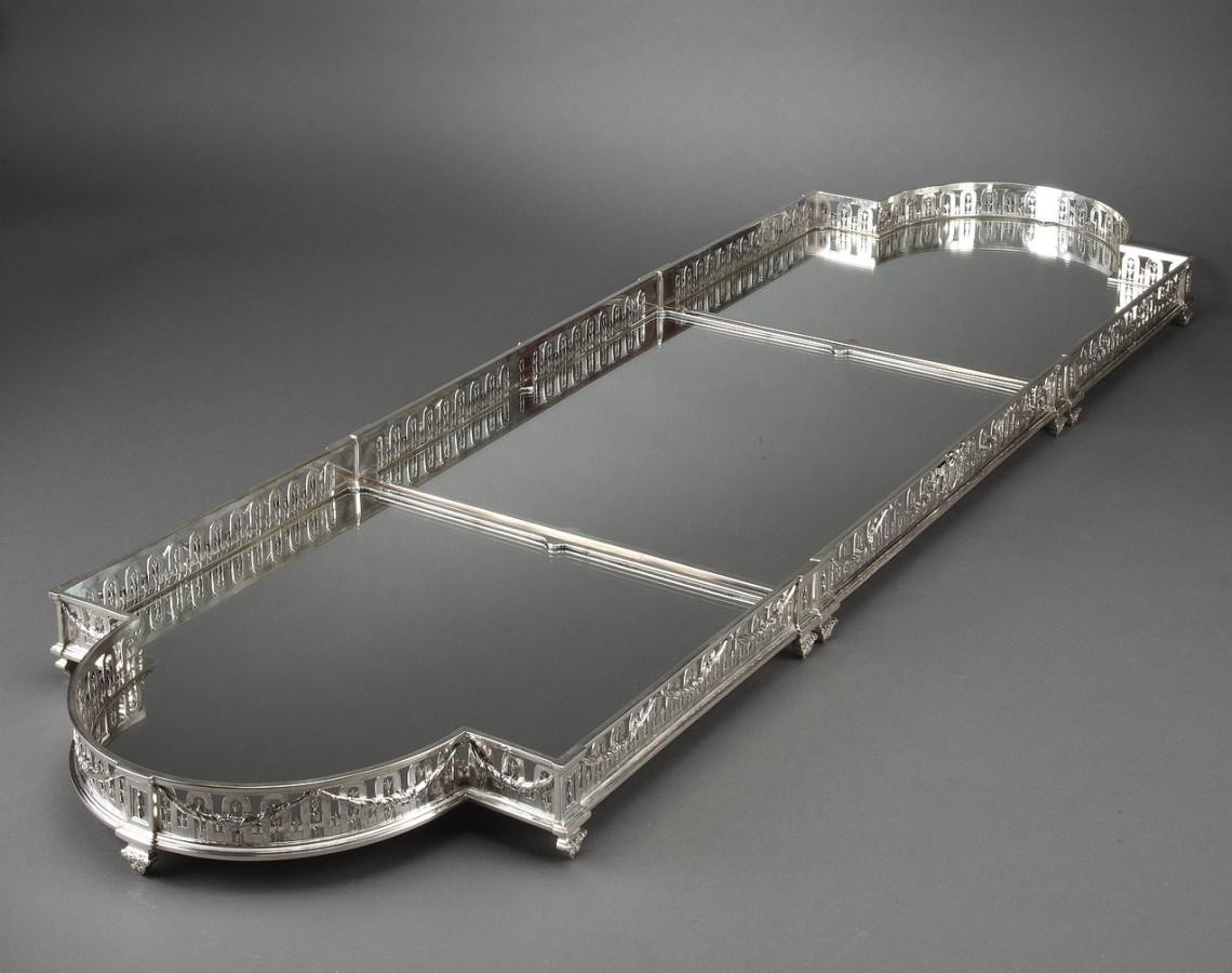 Goldsmith QUEILLE - Surtout of table in solid silver XIXth For Sale 9