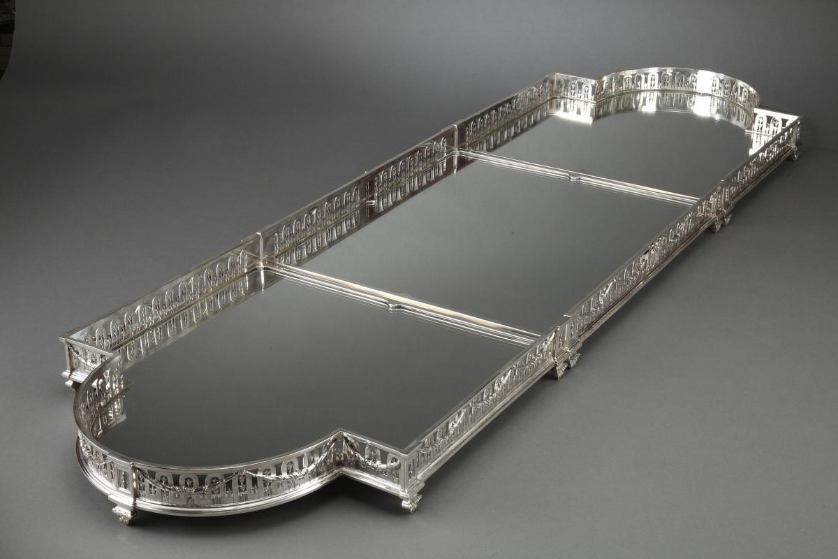 Goldsmith QUEILLE - Surtout of table in solid silver XIXth For Sale 10