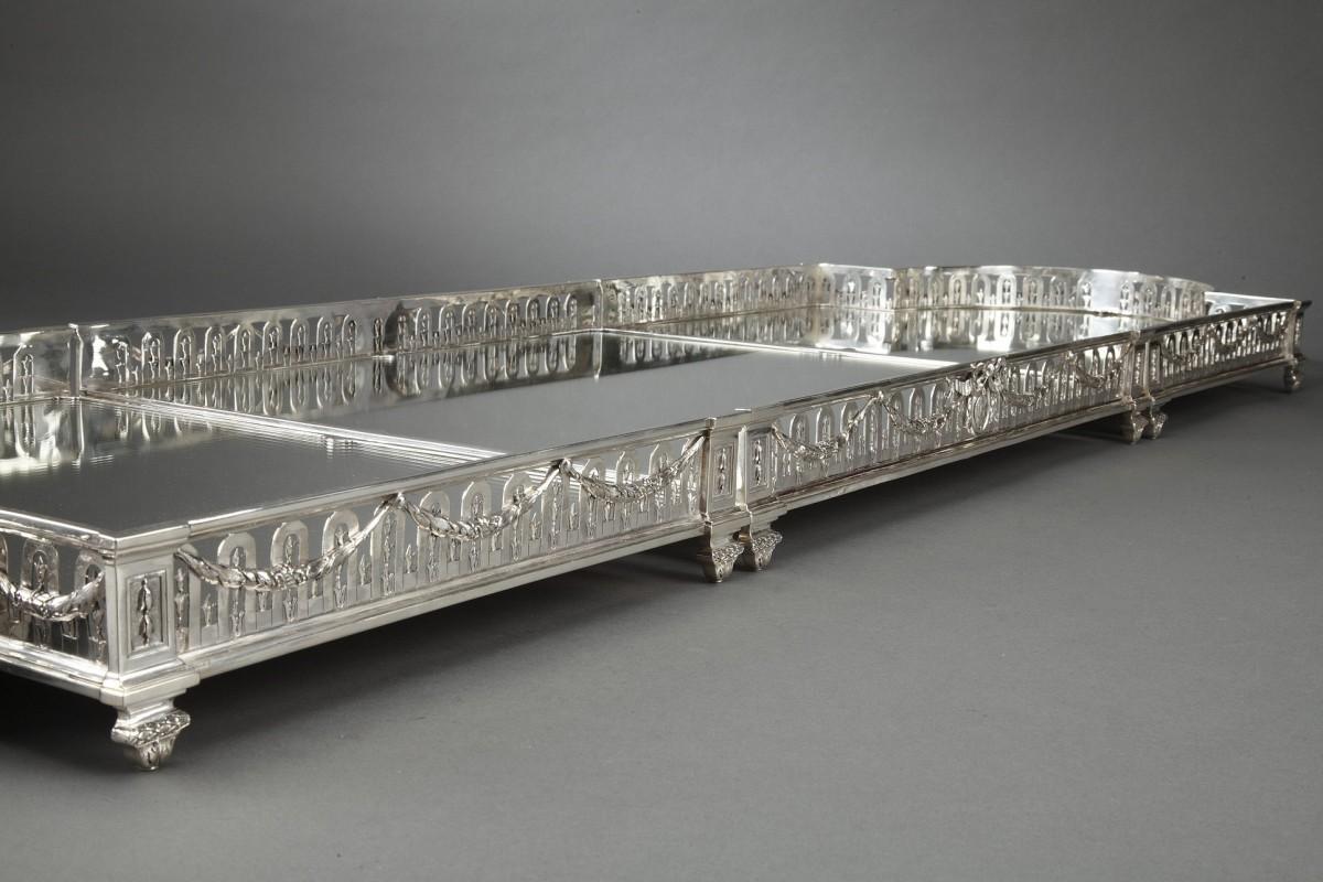 Goldsmith QUEILLE - Surtout of table in solid silver XIXth In Excellent Condition For Sale In SAINT-OUEN-SUR-SEINE, FR