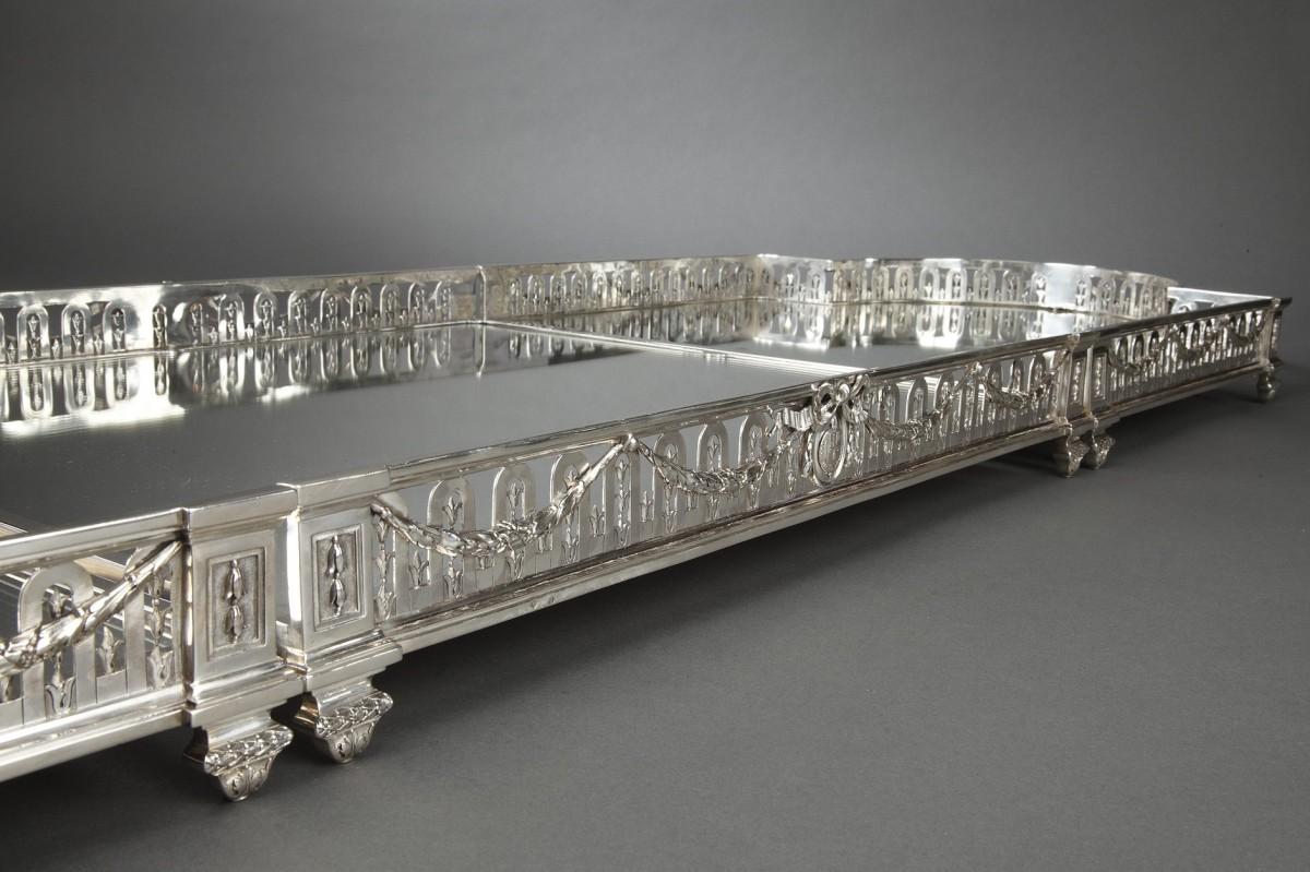 Silver Goldsmith QUEILLE - Surtout of table in solid silver XIXth For Sale