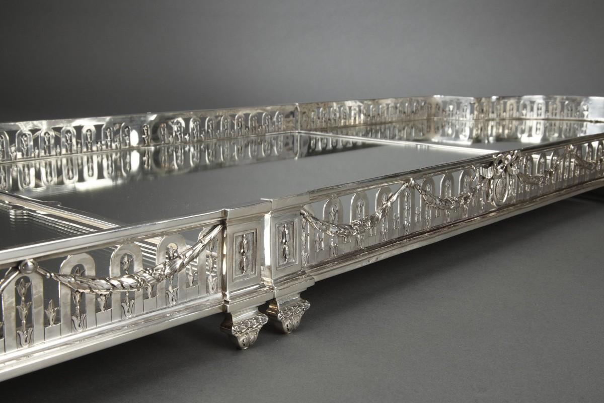 Goldsmith QUEILLE - Surtout of table in solid silver XIXth For Sale 1