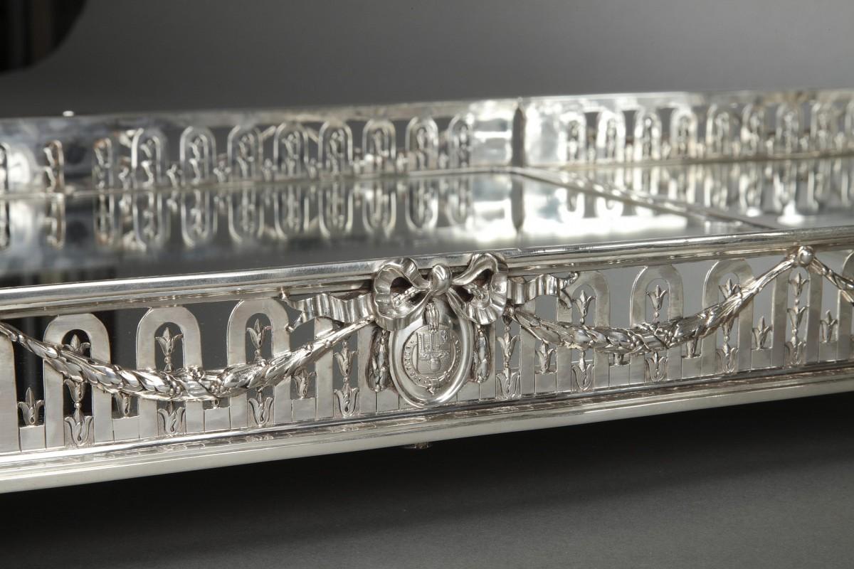 Goldsmith QUEILLE - Surtout of table in solid silver XIXth For Sale 2