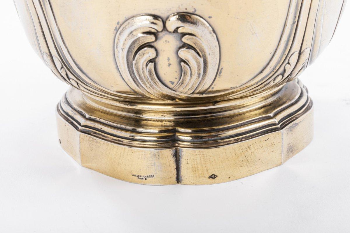 French Goldsmith Risler & Carre - Cooler In Sterling Silver Vermeillé Nineteenth For Sale