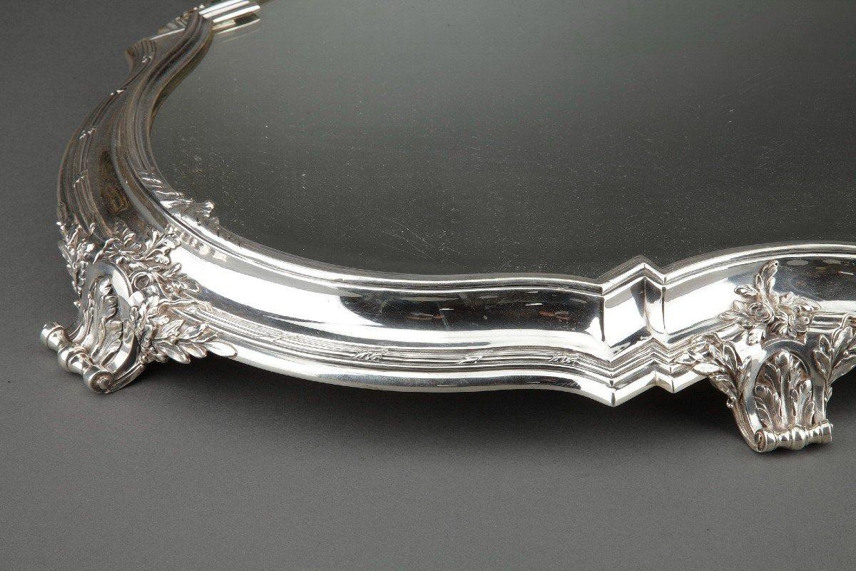 French Goldsmith Tétard - Above All Oval Table In Solid Silver XIXth For Sale