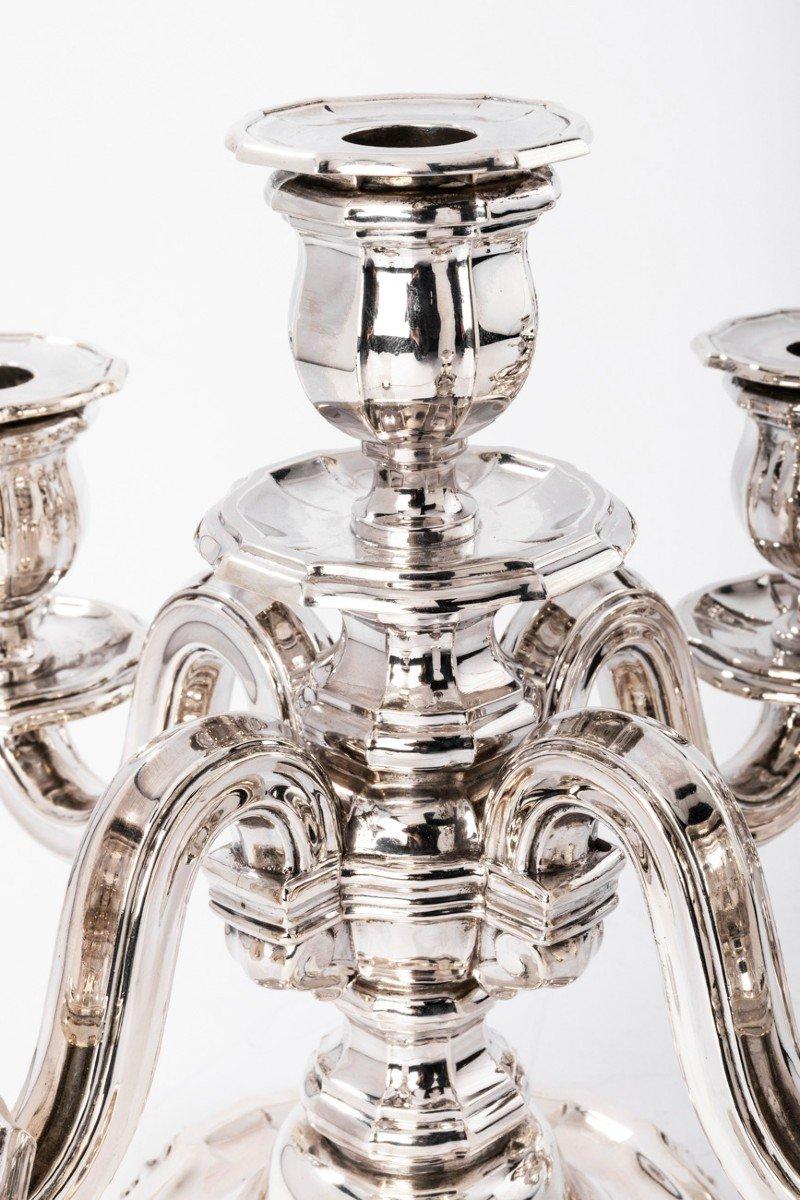 Mid-20th Century GOLDSMITH TETARD FRÈRES - Pair of Candelabra in Sterling Silver CIRCA 1930 For Sale