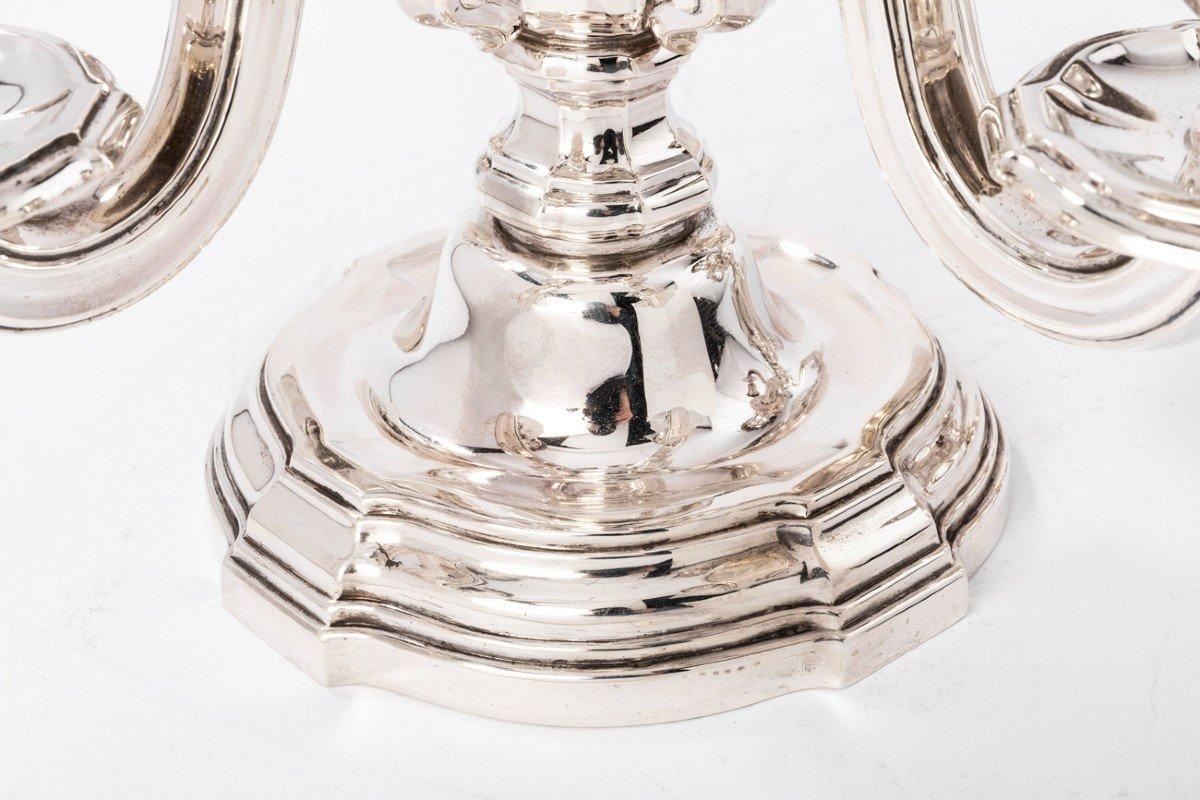 GOLDSMITH TETARD FRÈRES - Pair of Candelabra in Sterling Silver CIRCA 1930 For Sale 1