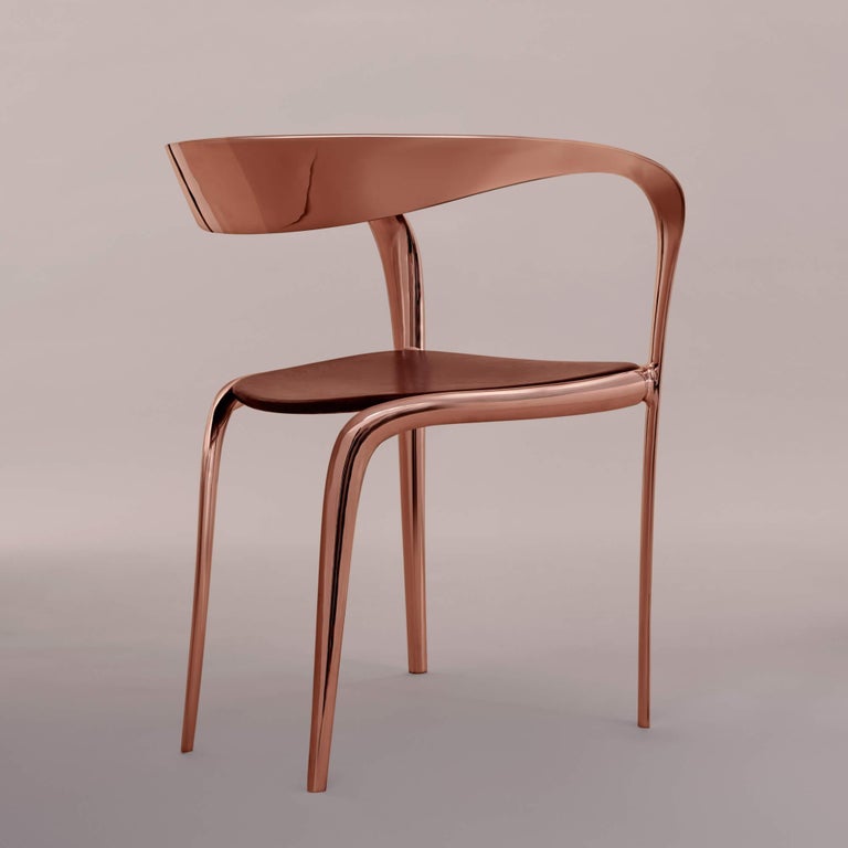 The goldsmiths chair, handcrafted in bronze, is the first in a collection of pieces produced by Tom Vaughan for the Queen Elizabeth Scholarship Trust. It was developed from an earlier design, commissioned by The Worshipful Company of Goldsmiths for