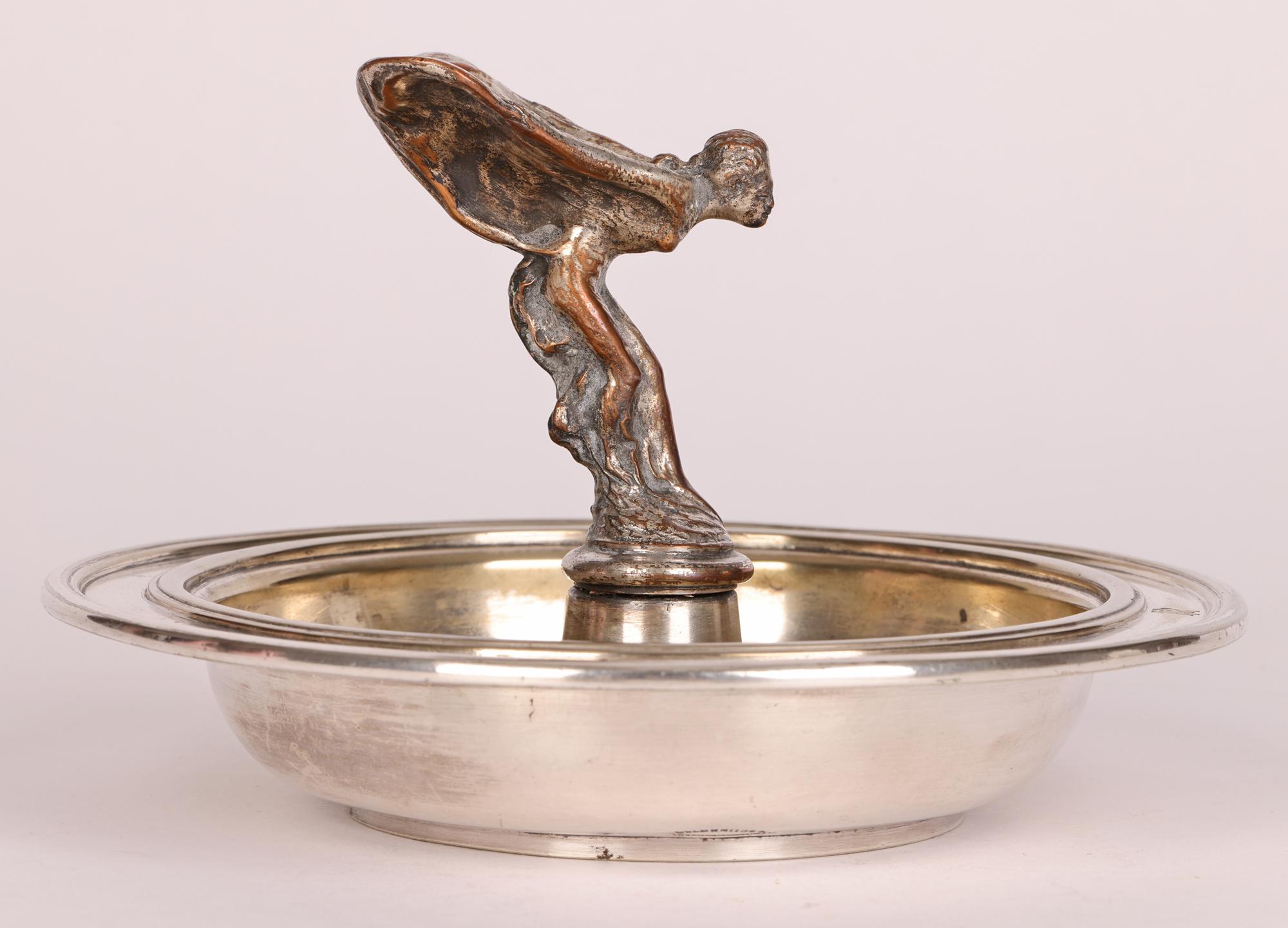 English Goldsmiths & Silversmiths Co Rolls Royce Spirit of Ecstasy Silver Plated Dish