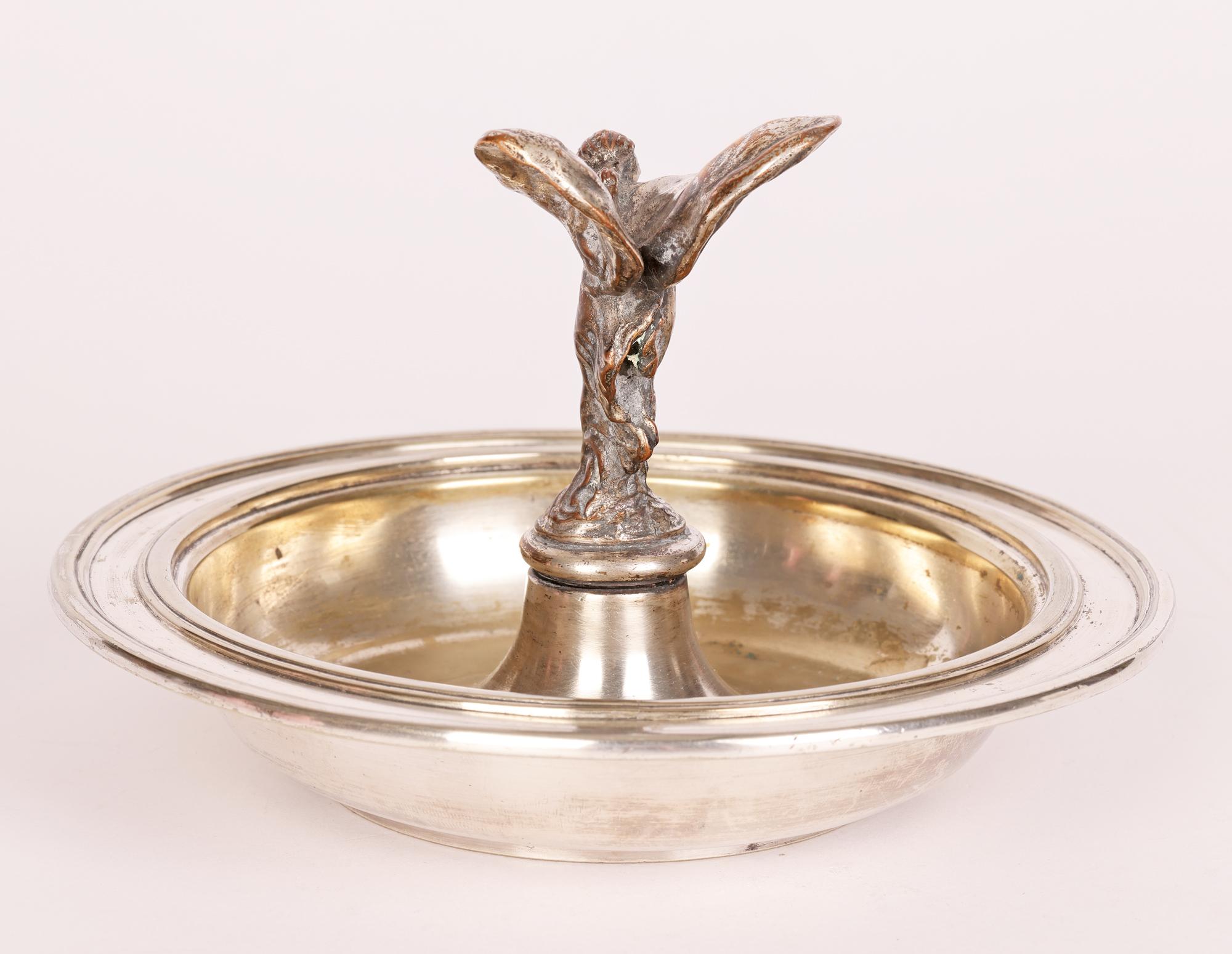 Goldsmiths & Silversmiths Co Rolls Royce Spirit of Ecstasy Silver Plated Dish In Good Condition In Bishop's Stortford, Hertfordshire