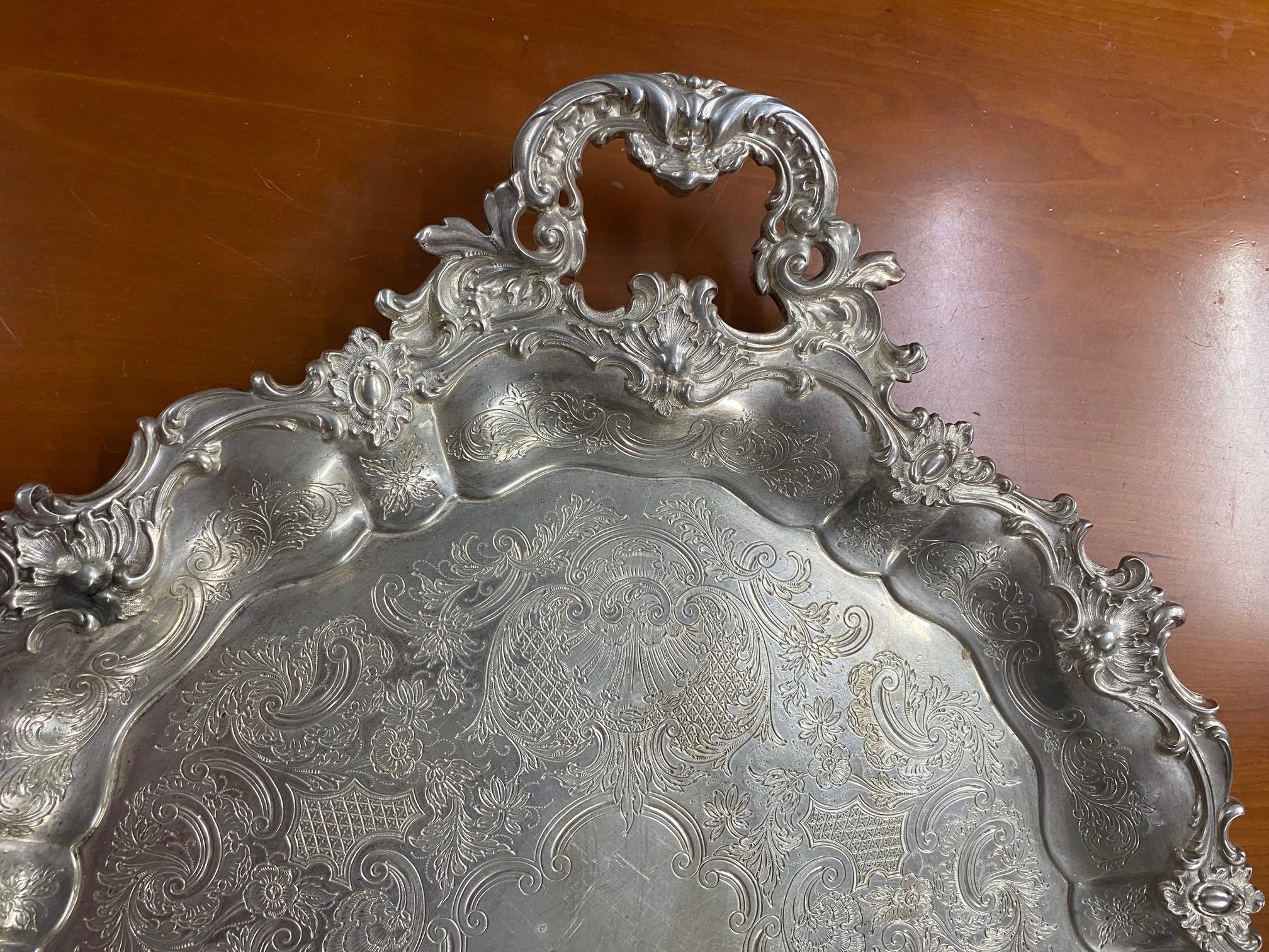 Goldsmiths & Silversmiths Large Victorian Silver Tray 165 Oz. Gorgeous!

Gorgeous Silver Tray made by Goldsmiths & Silversmiths of London
Appx 30
