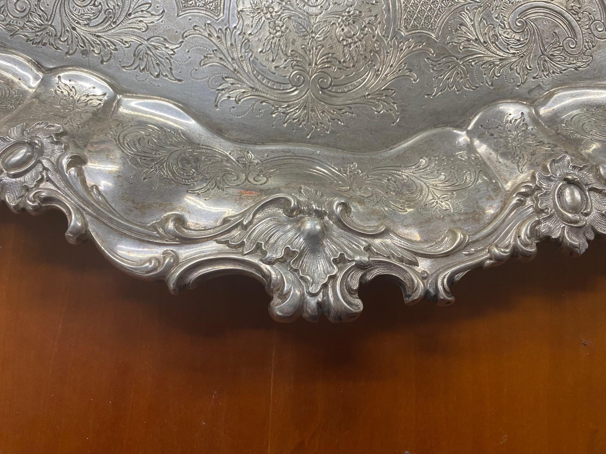Women's or Men's Goldsmiths & Silversmiths Large Victorian Silver Tray 165 Oz. Gorgeous! For Sale