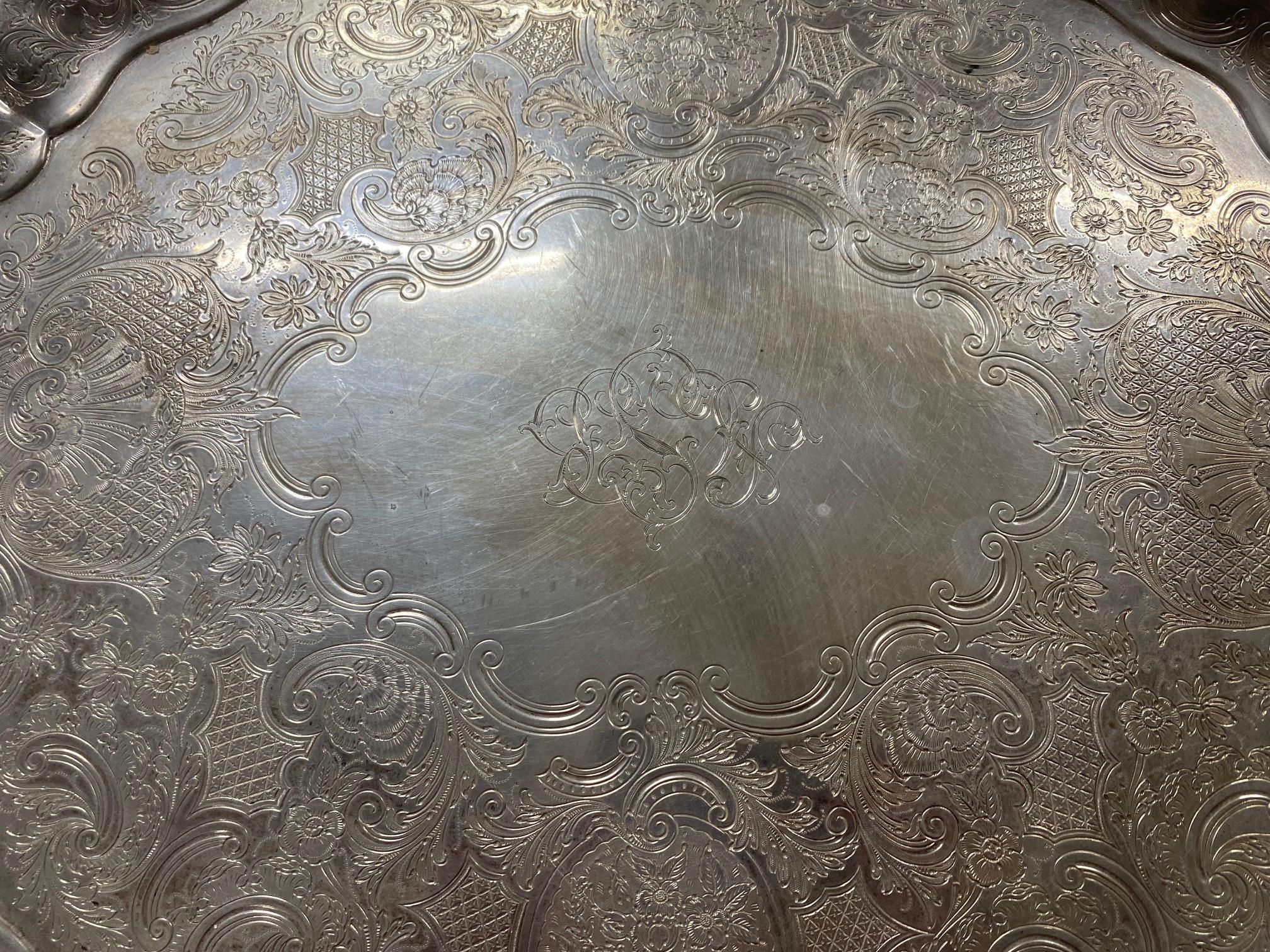 Goldsmiths & Silversmiths Large Victorian Silver Tray 165 Oz. Gorgeous! For Sale 1