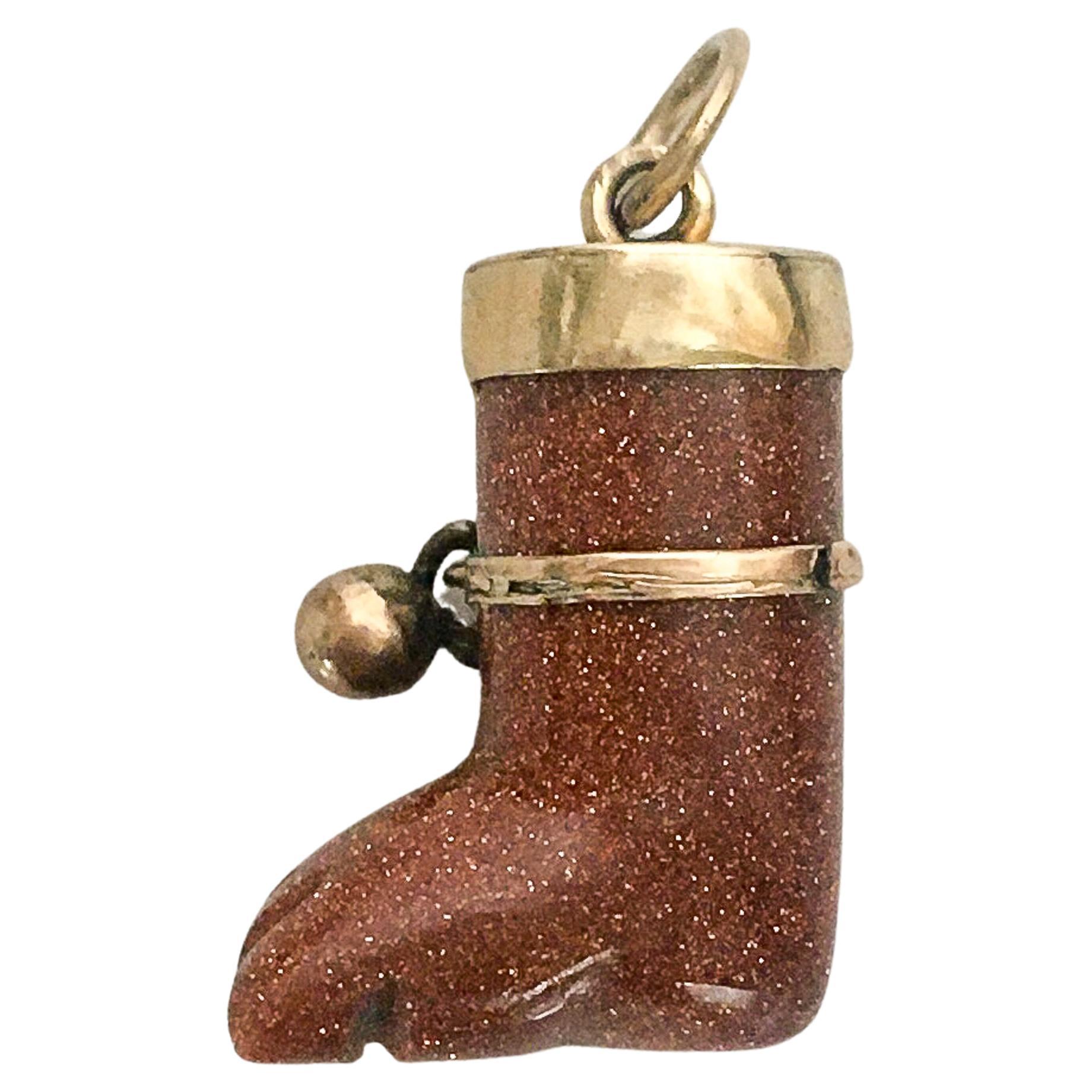 Goldstone Ex Voto Figa Leg 14K Gold Charm Pendant