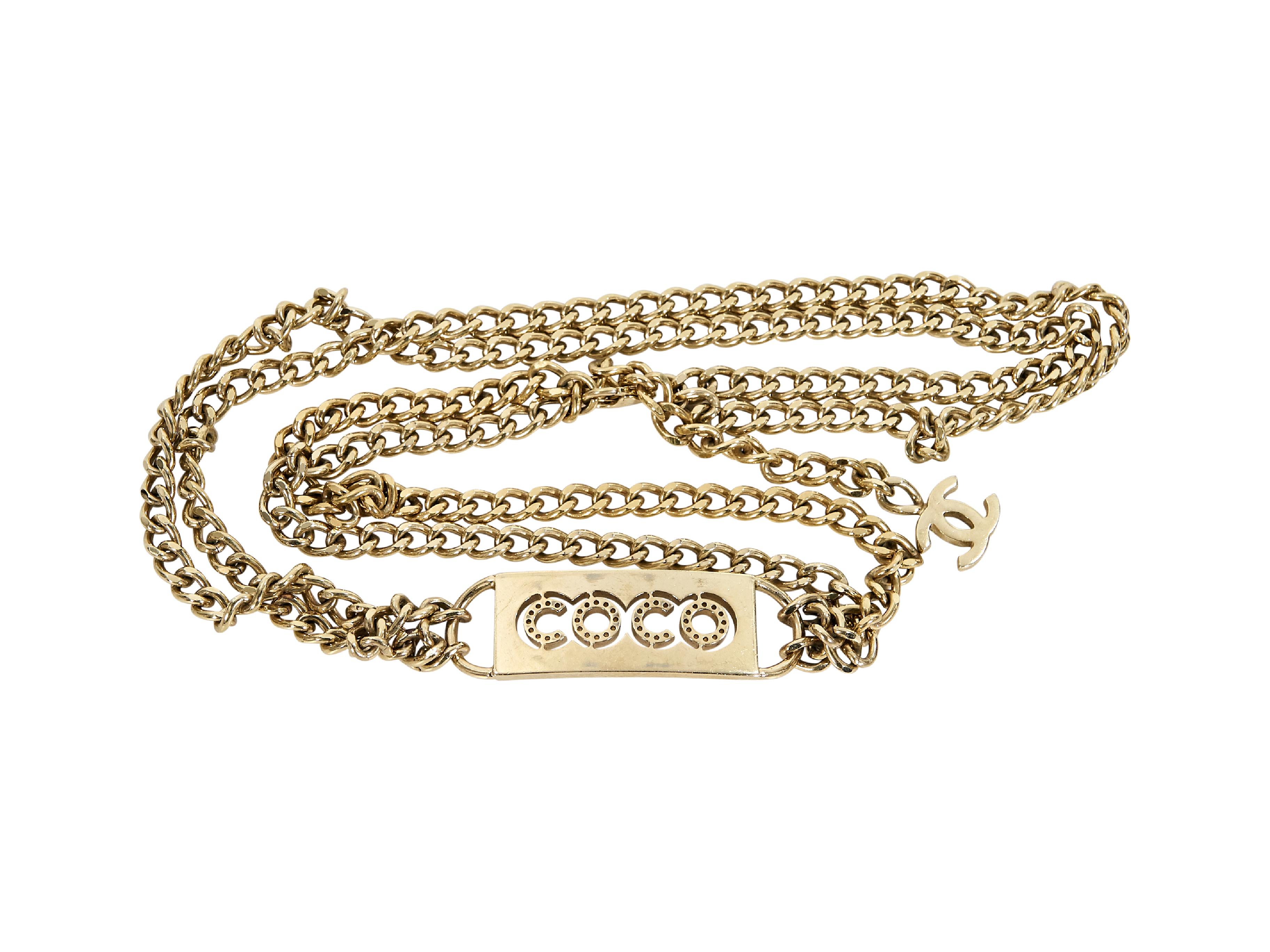 Beige Goldtone Chanel Coco Chain Belt