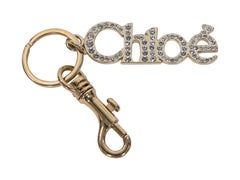Goldtone Chloe Crystal-Embellished Logo Keychain