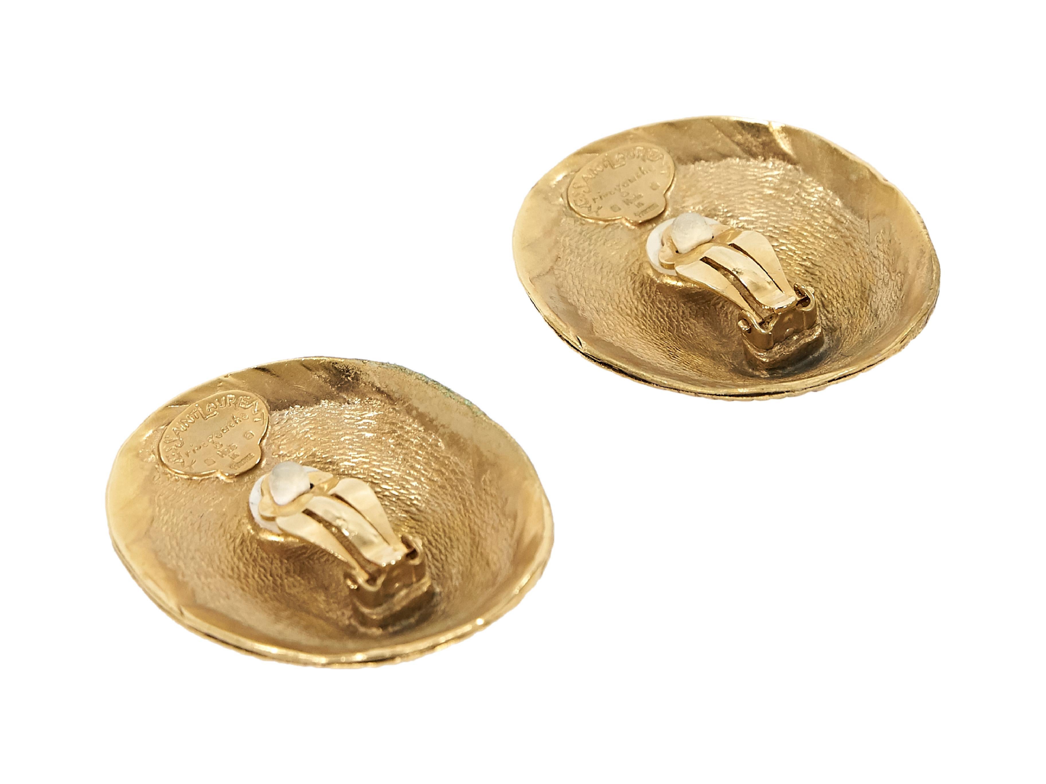 Goldtone Vintage Yves Saint Laurent Seashell Earrings In Good Condition In New York, NY