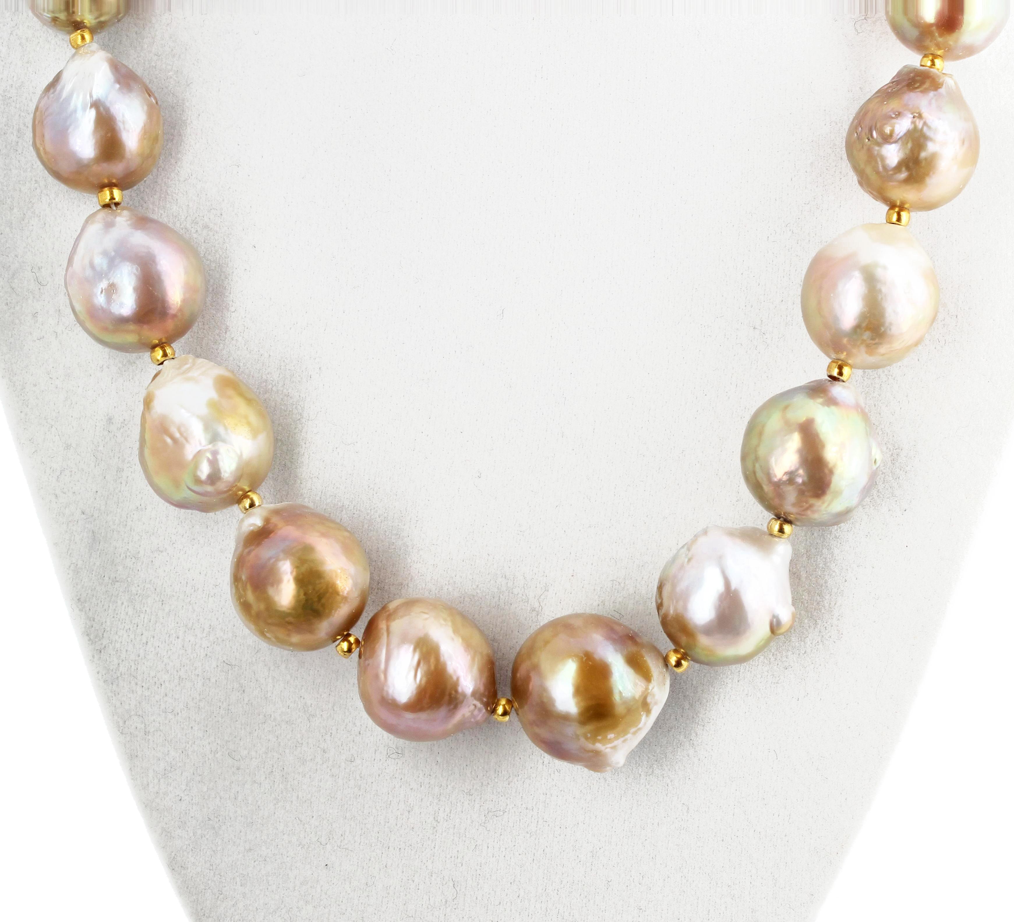 AJD, grand collier de perles de culture naturelles de 18 mm de long de 17 pouces Unisexe en vente