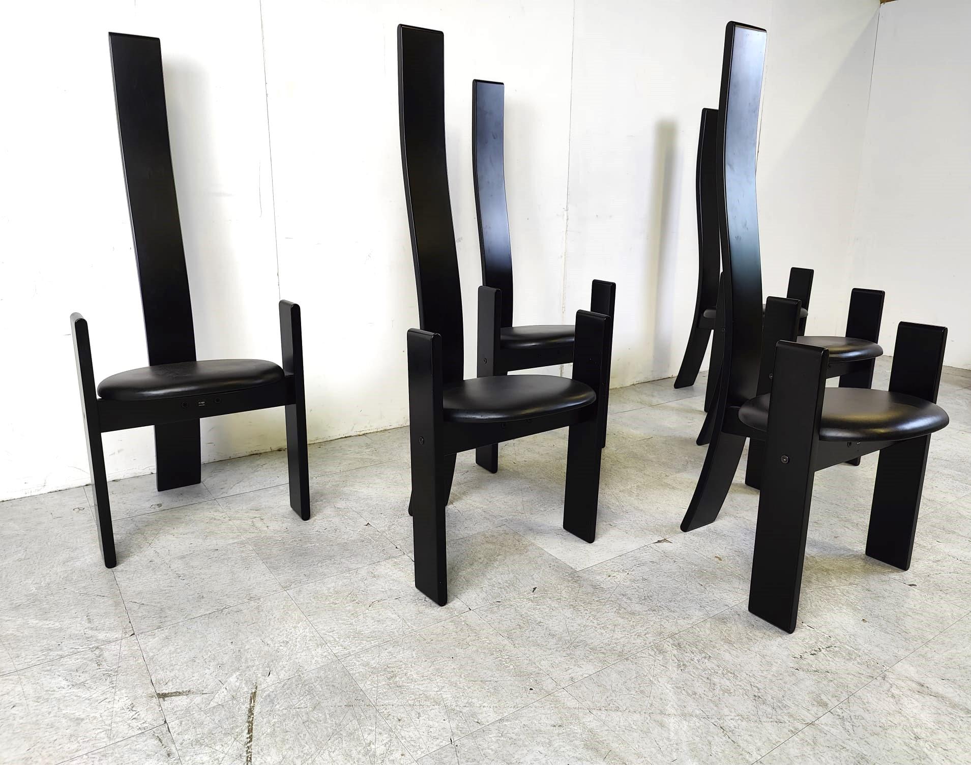 Post-Modern Golem chairs by Vico Magistretti, set of 6, 1970s For Sale