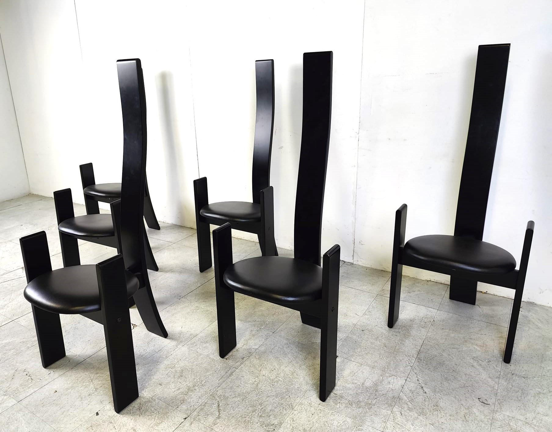 Golem chairs by Vico Magistretti, set of 6, 1970s In Good Condition For Sale In HEVERLEE, BE