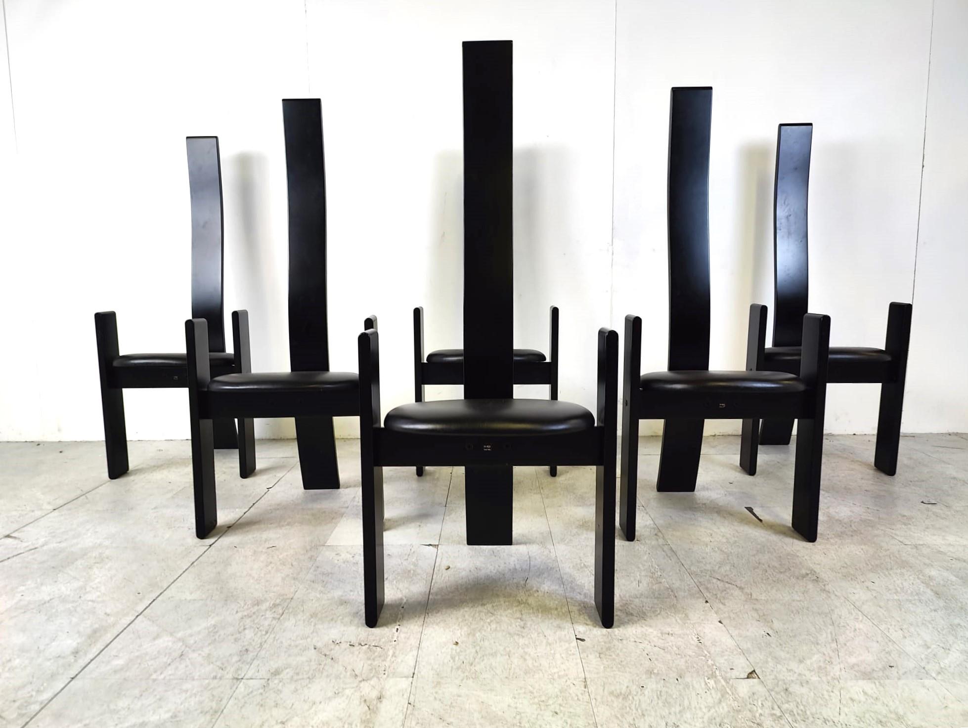 Late 20th Century Golem chairs by Vico Magistretti, set of 6, 1970s For Sale