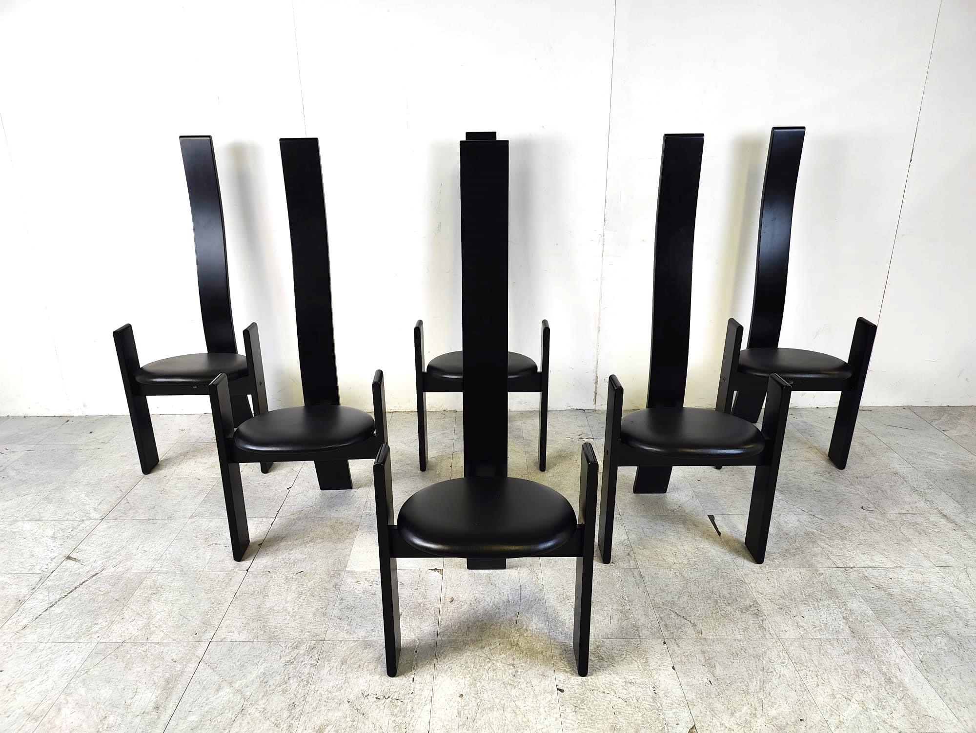 Golem chairs by Vico Magistretti, set of 6, 1970s For Sale 1