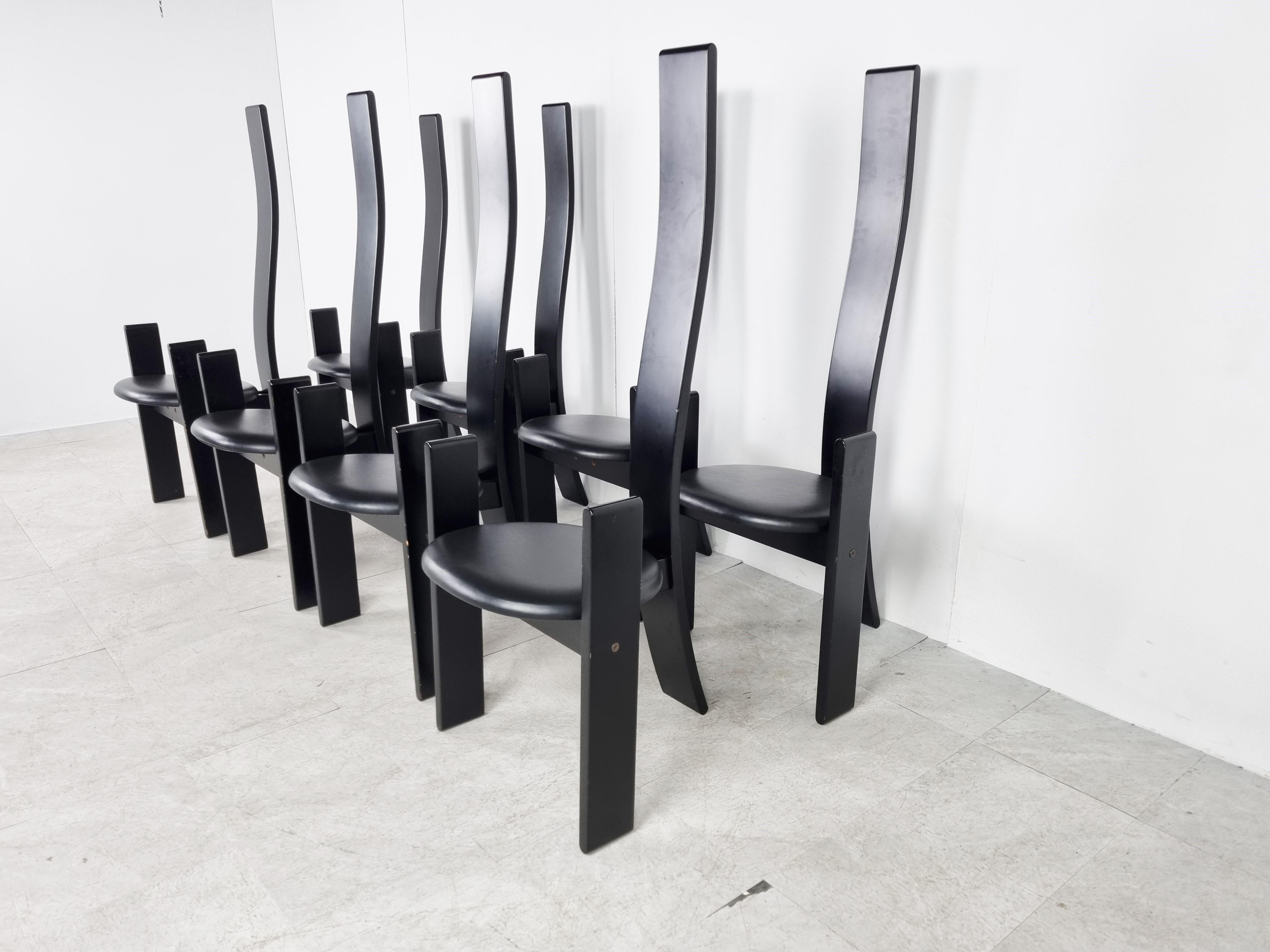 Italian Golem Chairs by Vico Magistretti, Set of 8, 1970s
