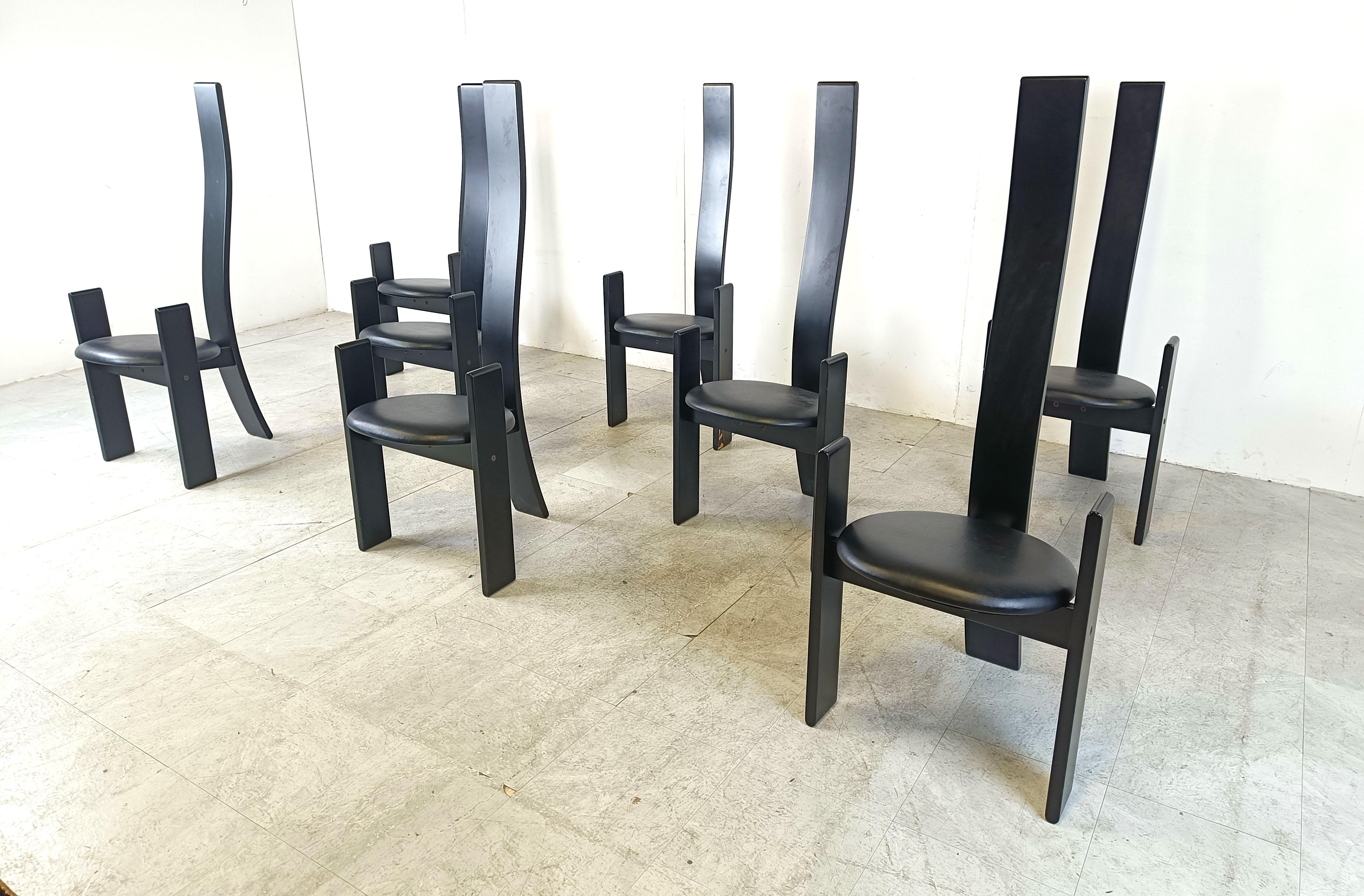 Italian Golem Chairs by Vico Magistretti, Set of 8, 1970s For Sale