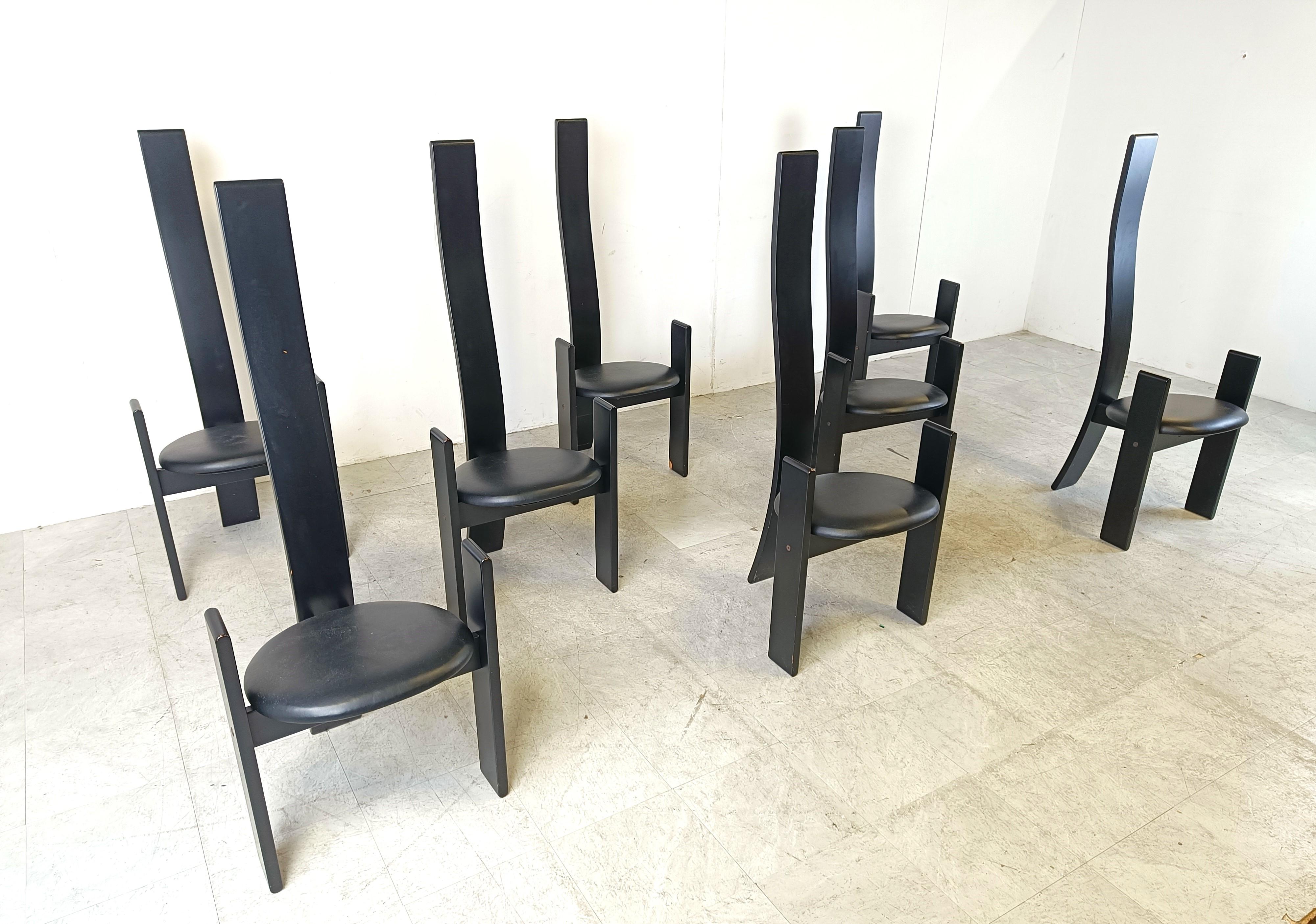 Lacquered Golem Chairs by Vico Magistretti, Set of 8, 1970s For Sale