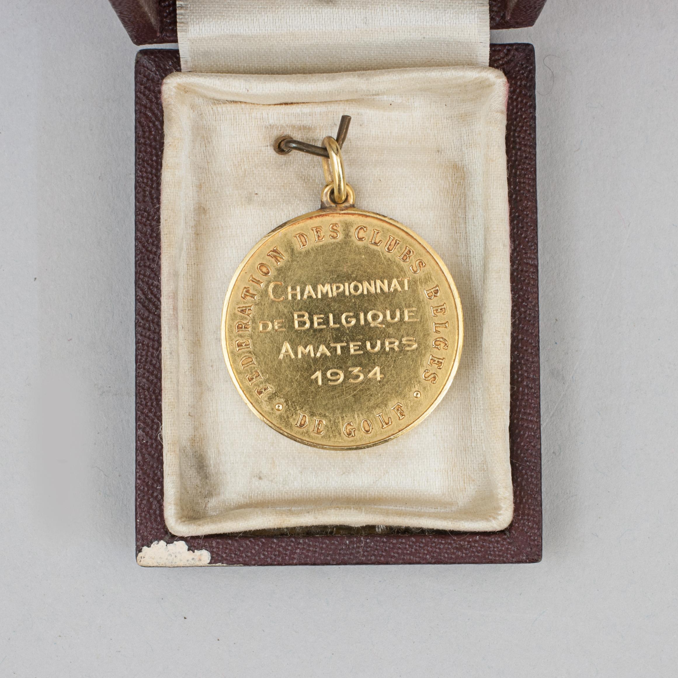 Sporting Art Golf, Amateur Gold Medal 1934 Belgium Open Championship For Sale