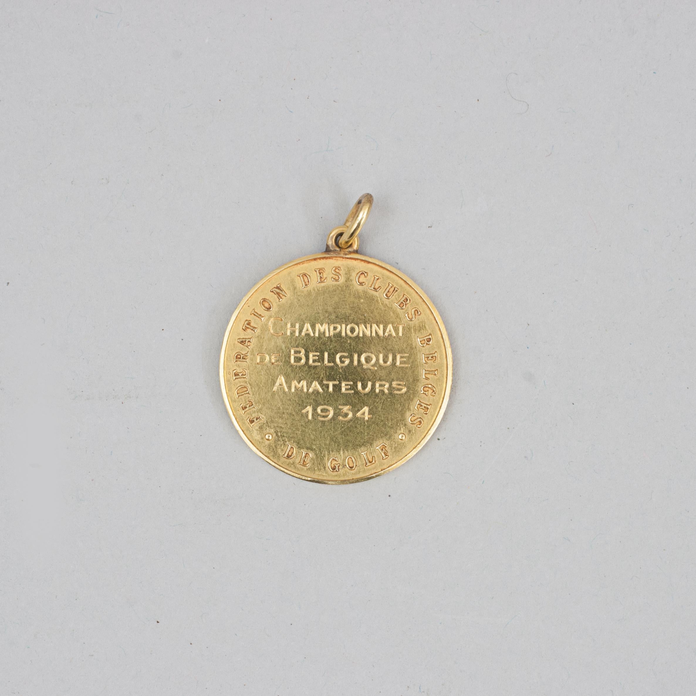 Mid-20th Century Golf, Amateur Gold Medal 1934 Belgium Open Championship For Sale