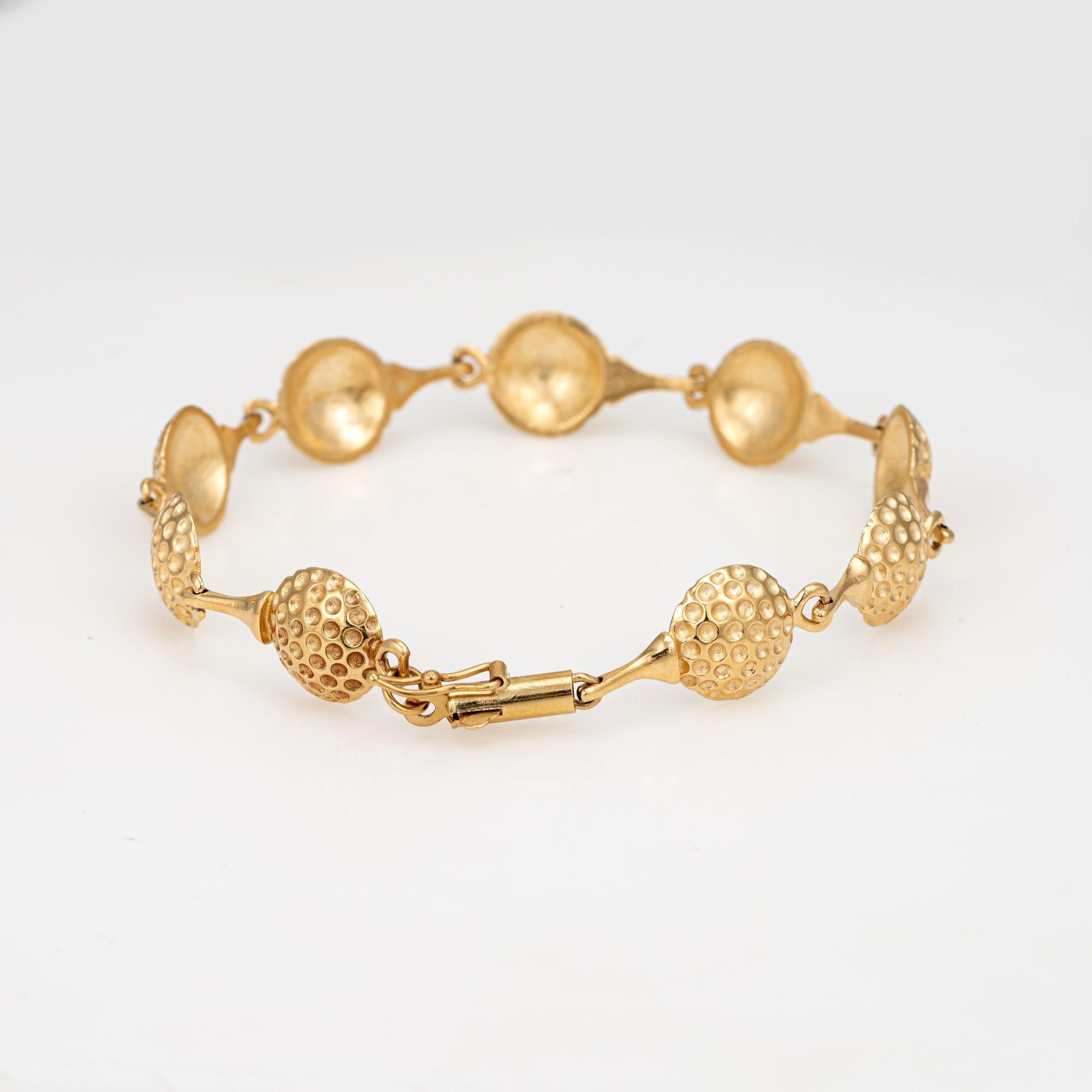 Modern Golf Ball Bracelet 14k Yellow Gold 7