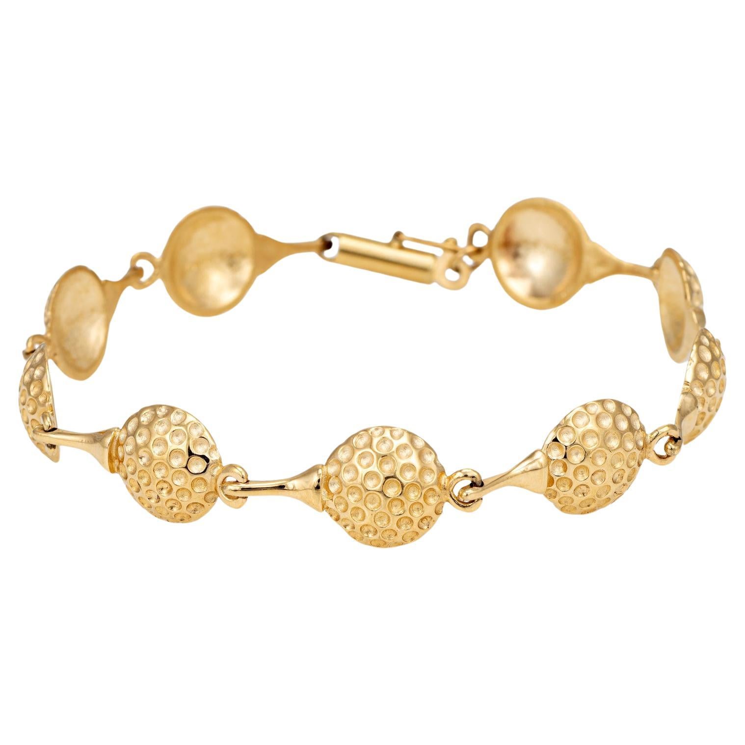Golf Ball Bracelet 14k Yellow Gold 7" Fine Sporting Jewelry Links Stacking For Sale