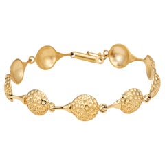 Vintage Golf Ball Bracelet 14k Yellow Gold 7" Fine Sporting Jewelry Links Stacking