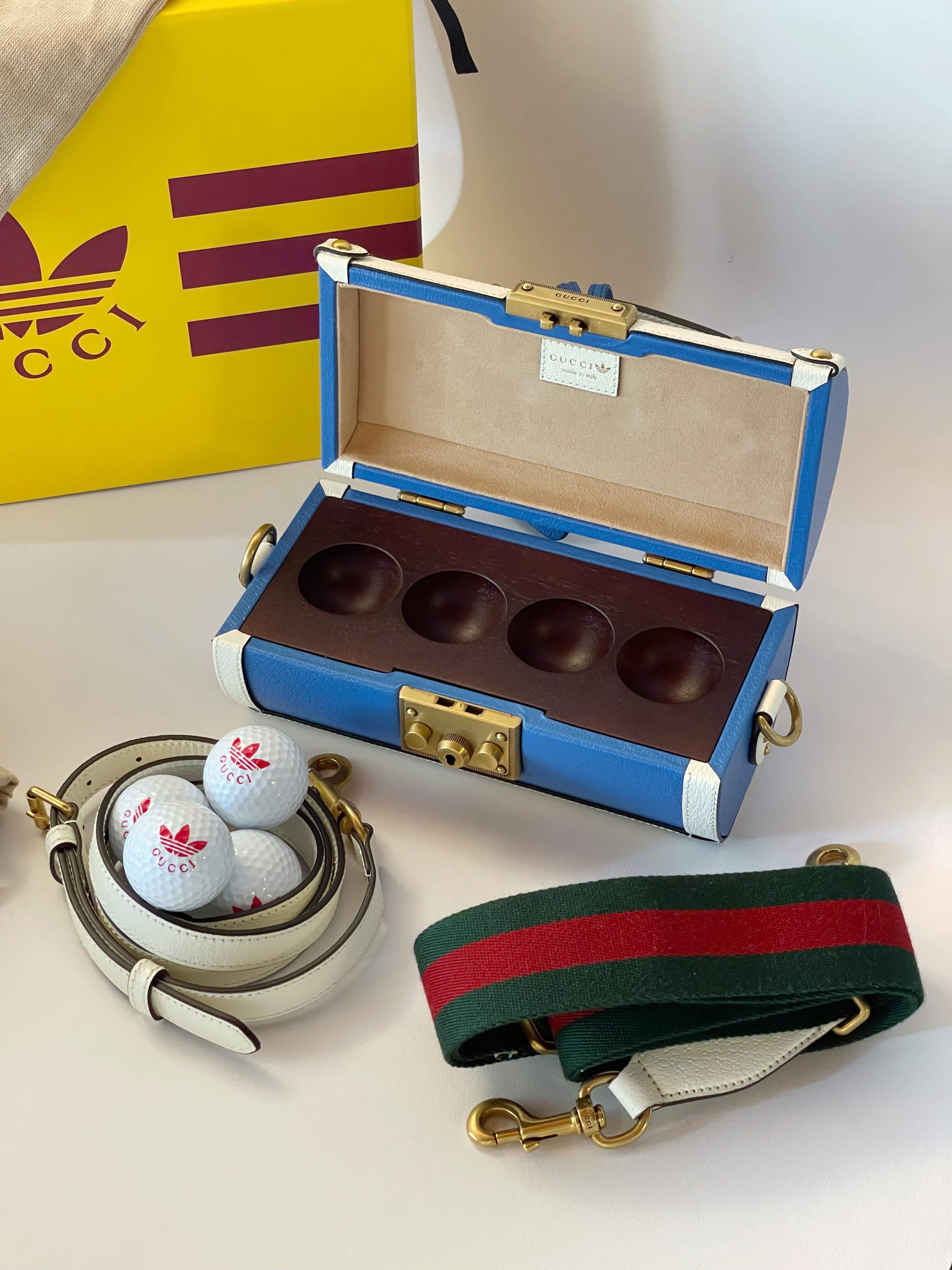Italian GUCCI Golf Ball Case Bag by Adidas x GUCCI For Sale