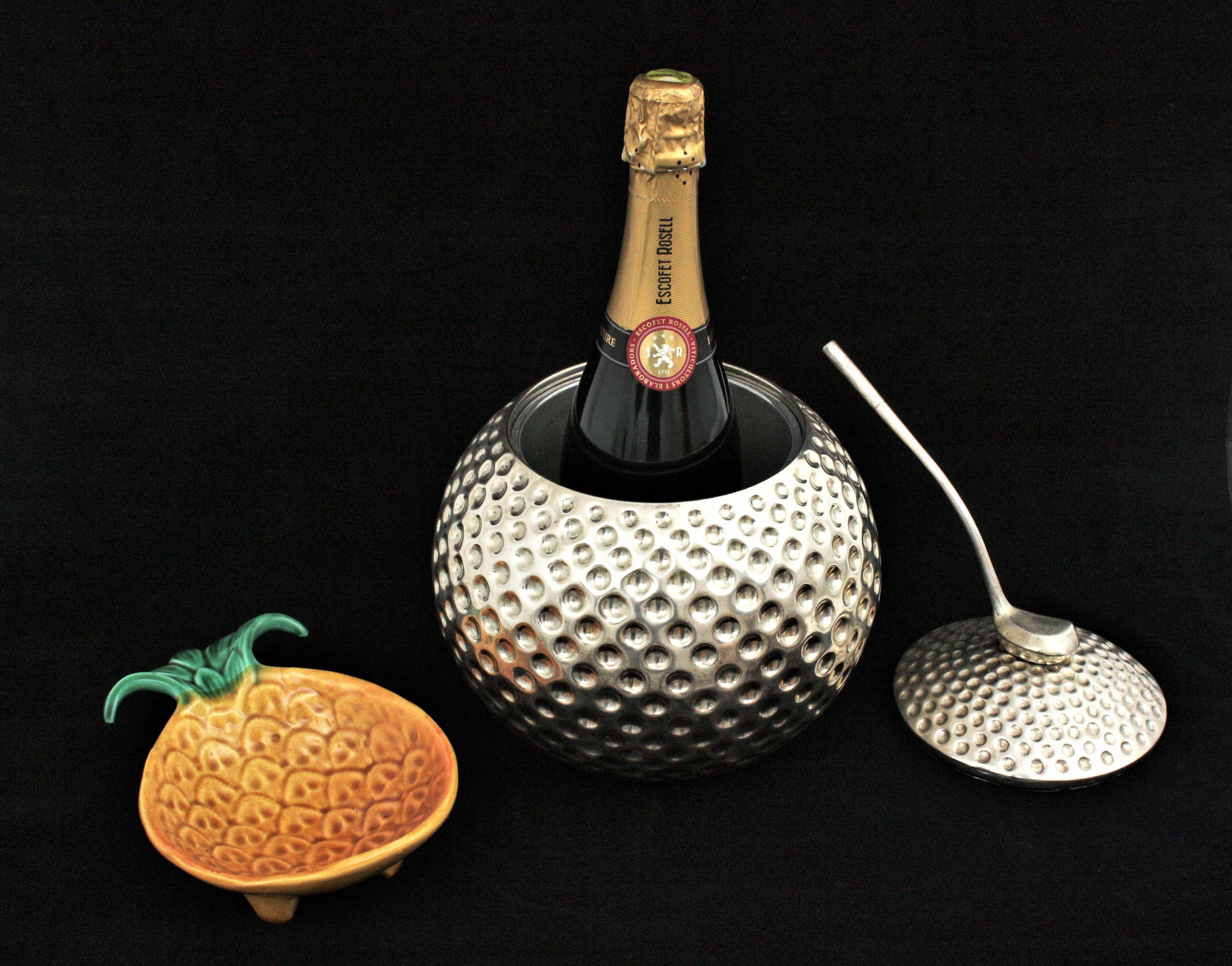 Cast Golf Ball Ice Bucket Wine Cooler by Valenti, Spain, 1960s