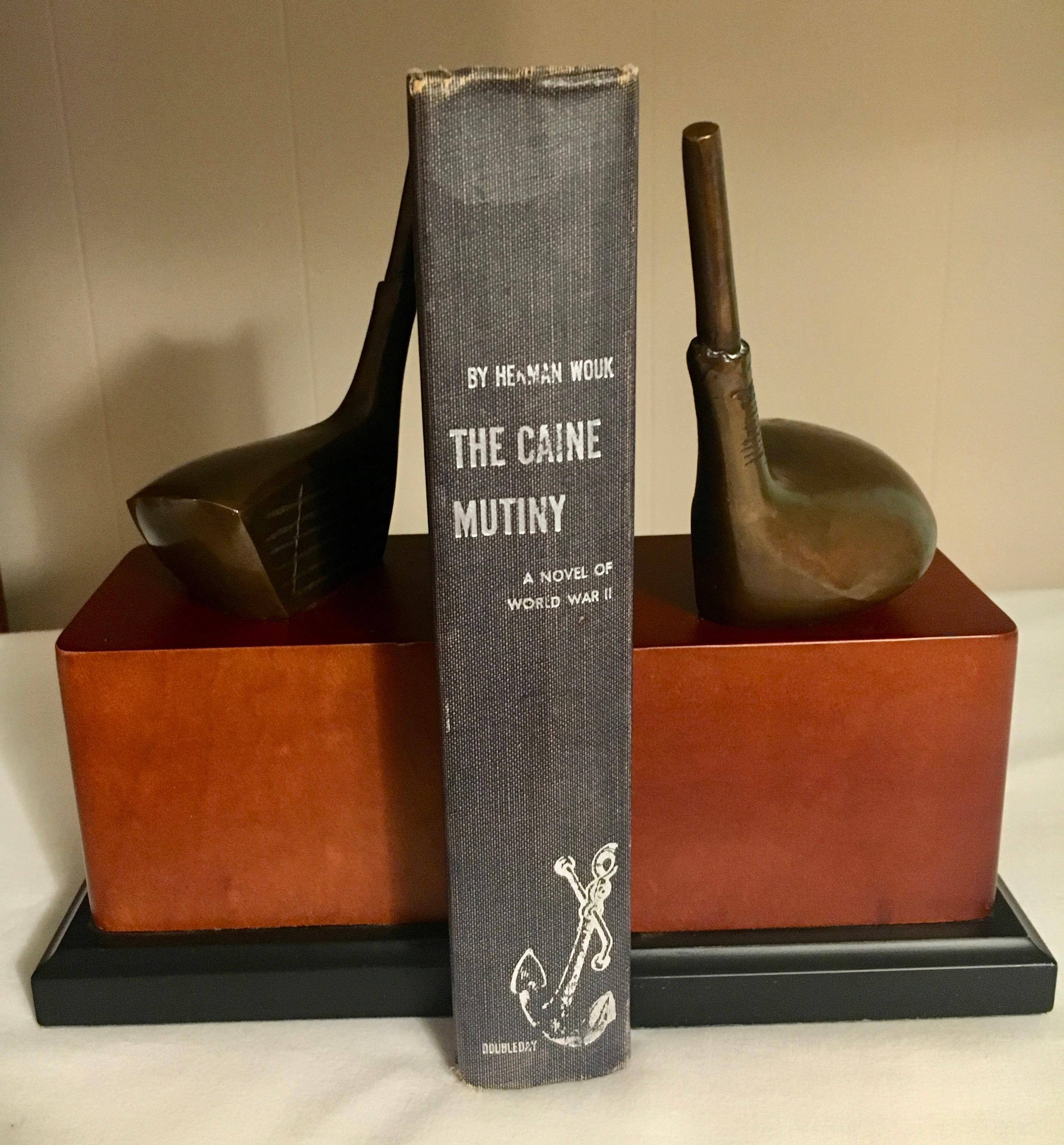 20th Century Golf Bookends with Brass Club