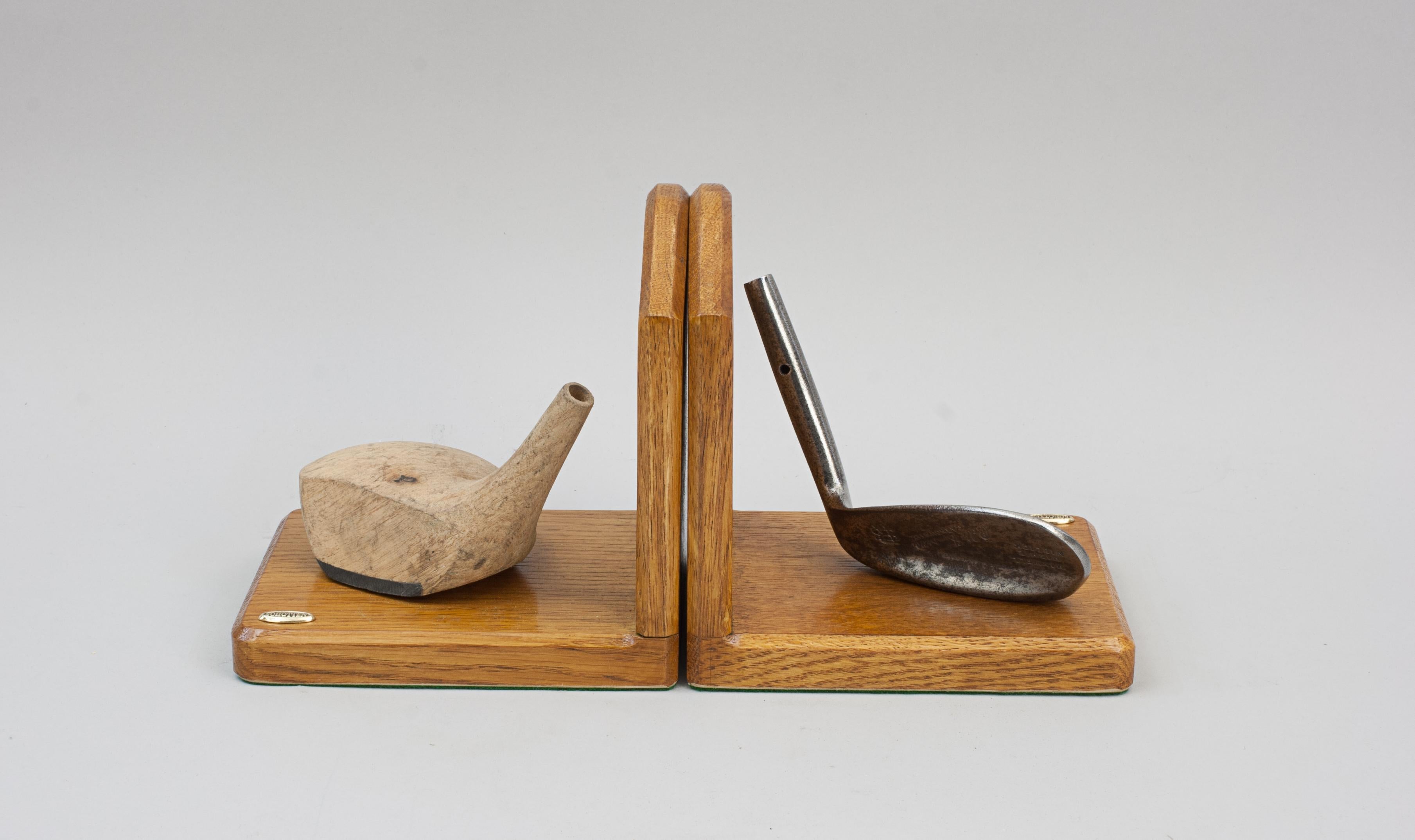 20th Century Golf Bookends With Robert Simpson Club Heads For Sale