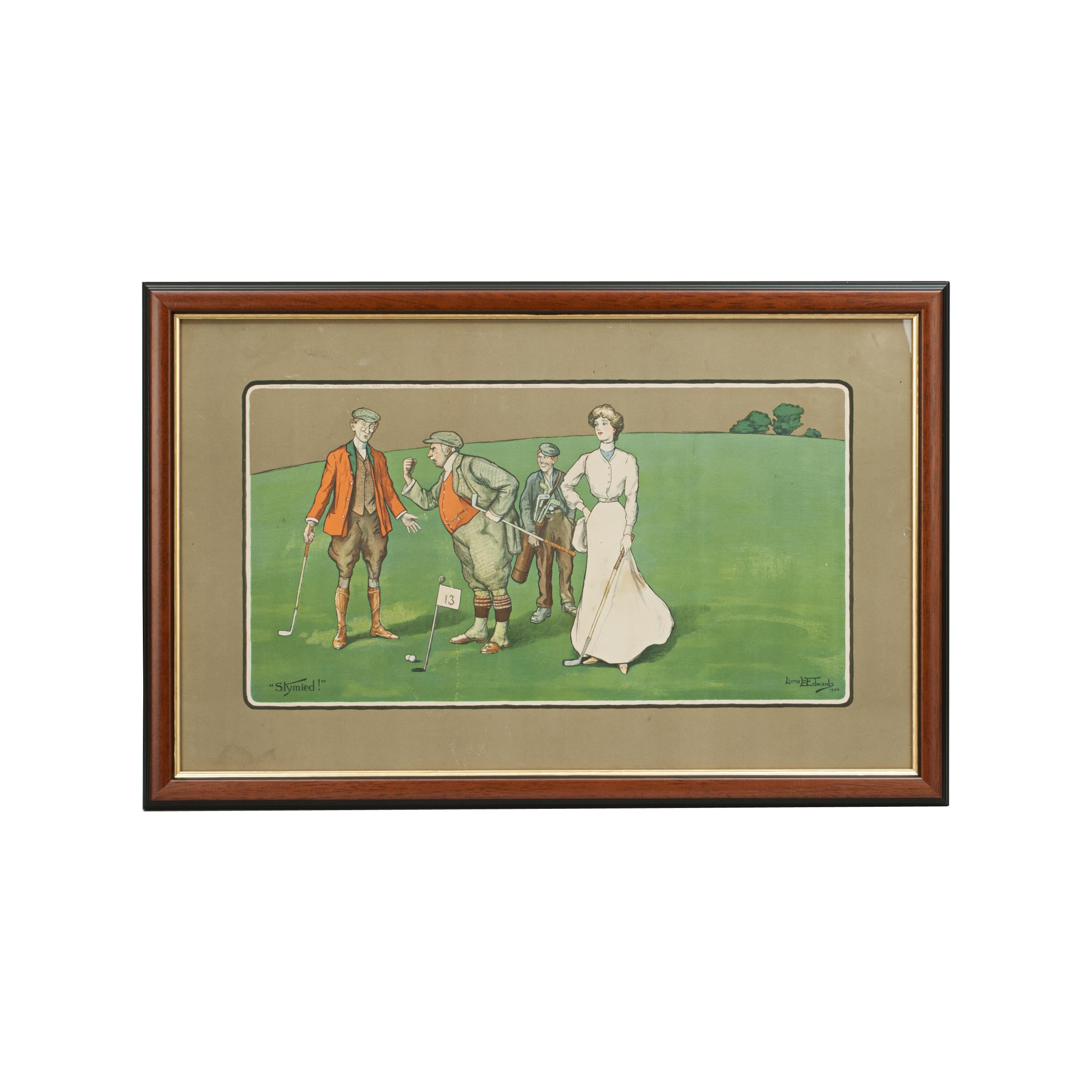 Golf Chromolithographs by Lionell Edwards, a Threesome & Stymied For Sale 5