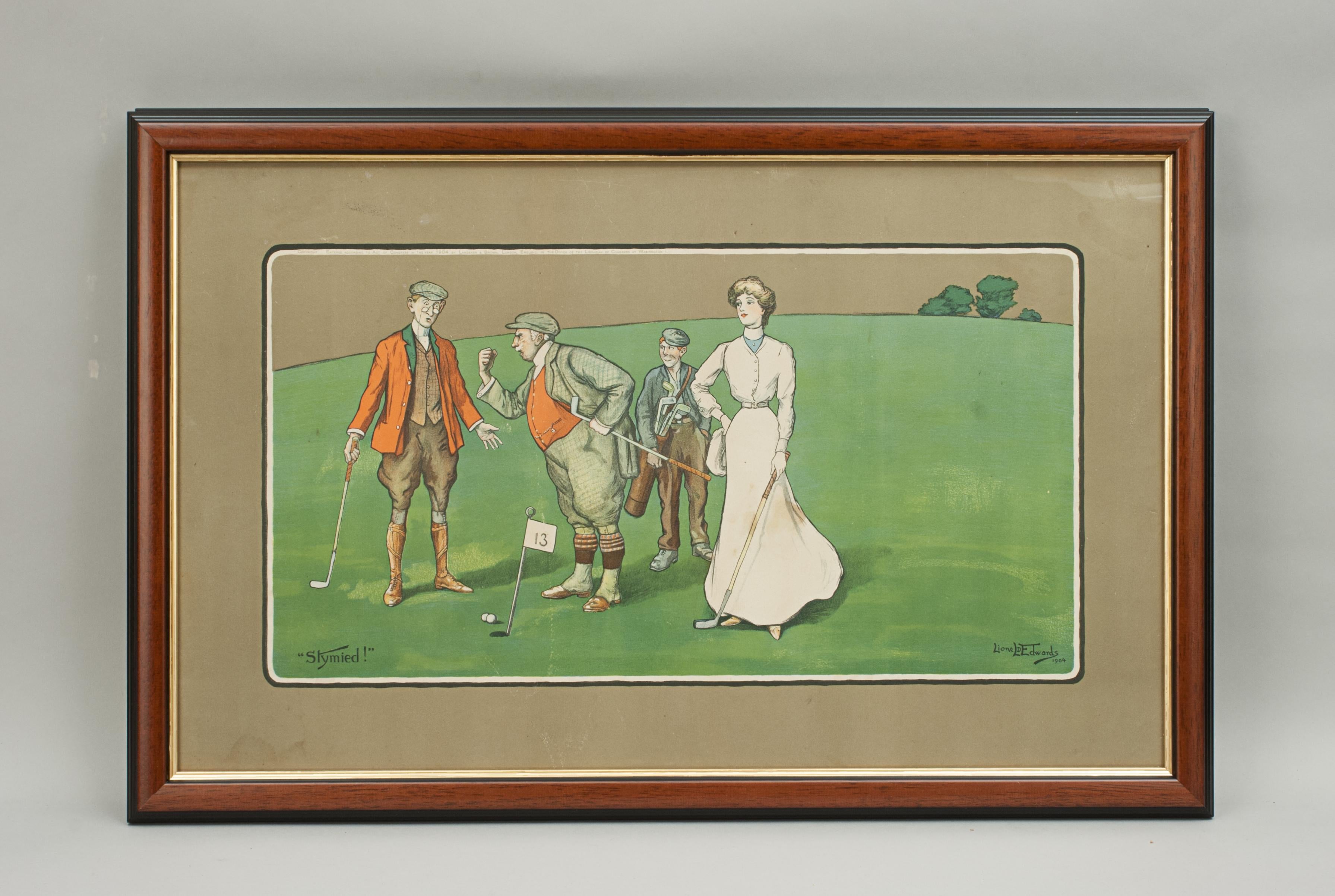 Golf Chromolithographs by Lionell Edwards, a Threesome & Stymied For Sale 6