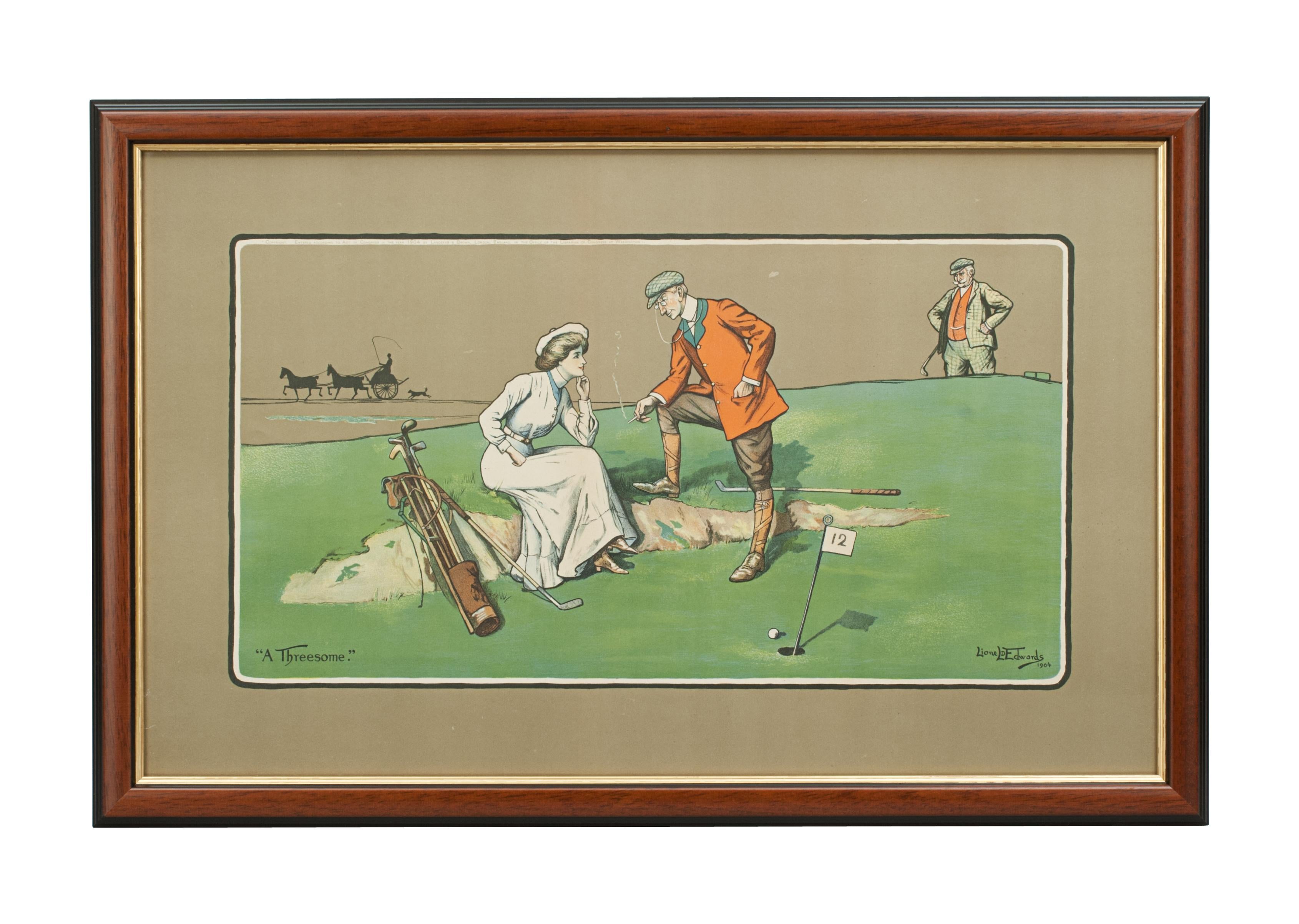 A Threesome & Stymied by Lionell Edwards.
A pair of Lionel Edwards golf chromolithographs entitled 