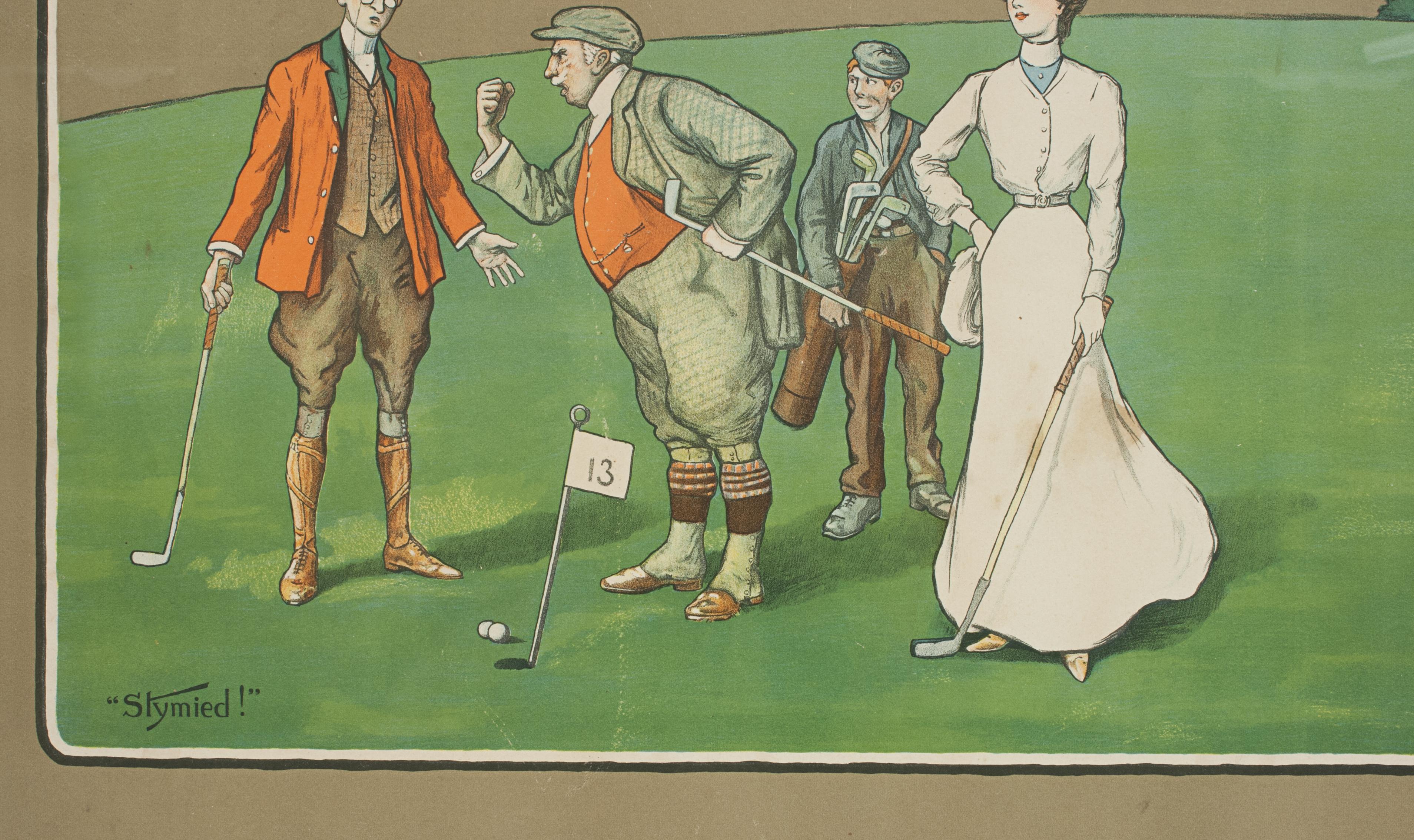 Golf Chromolithographs by Lionell Edwards, a Threesome & Stymied In Good Condition For Sale In Oxfordshire, GB
