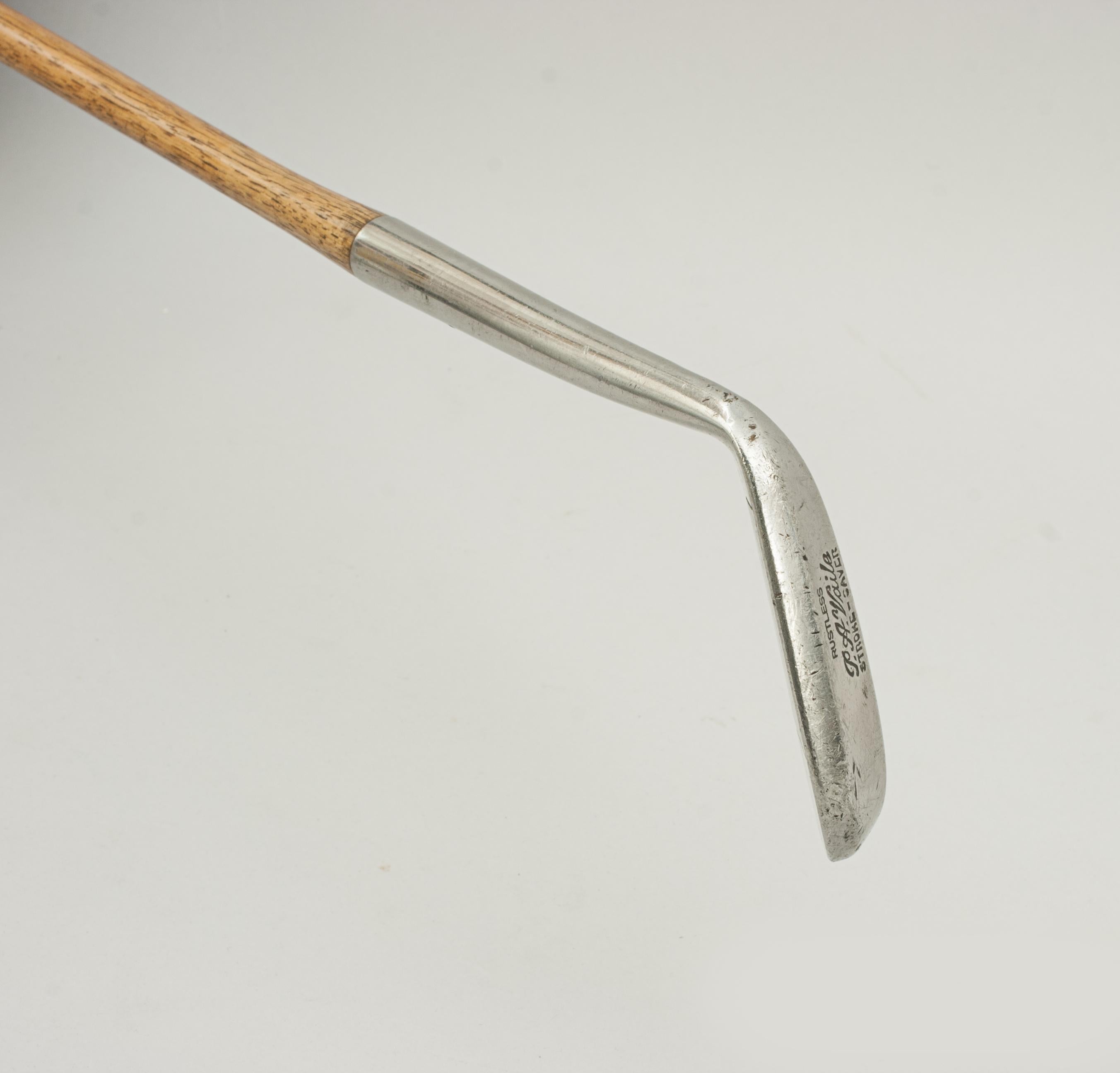 A very good golf club, Strokesaver chipping iron.
The head of the club is stamped P.A Vaile, Strokesaver on the sole and Forgan St Andrews, Made in Scotland on the back.
It has a good hickory shaft with square section with later 1940's style
