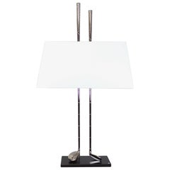 Lampada da tavolo Golf Club in ottone con finitura in bronzo bianco