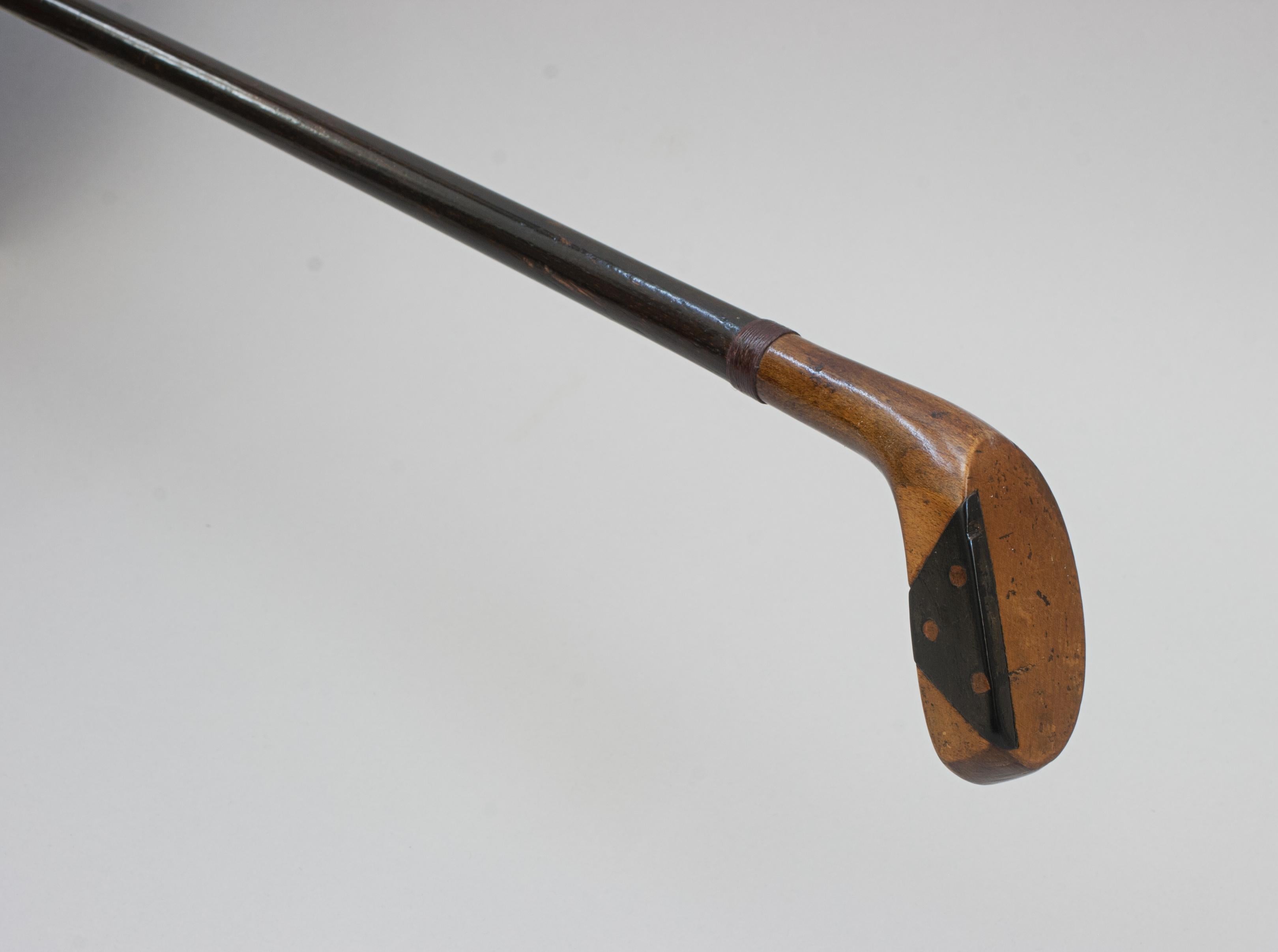 Beech Golf Club Walking Stick With Horn Insert. For Sale