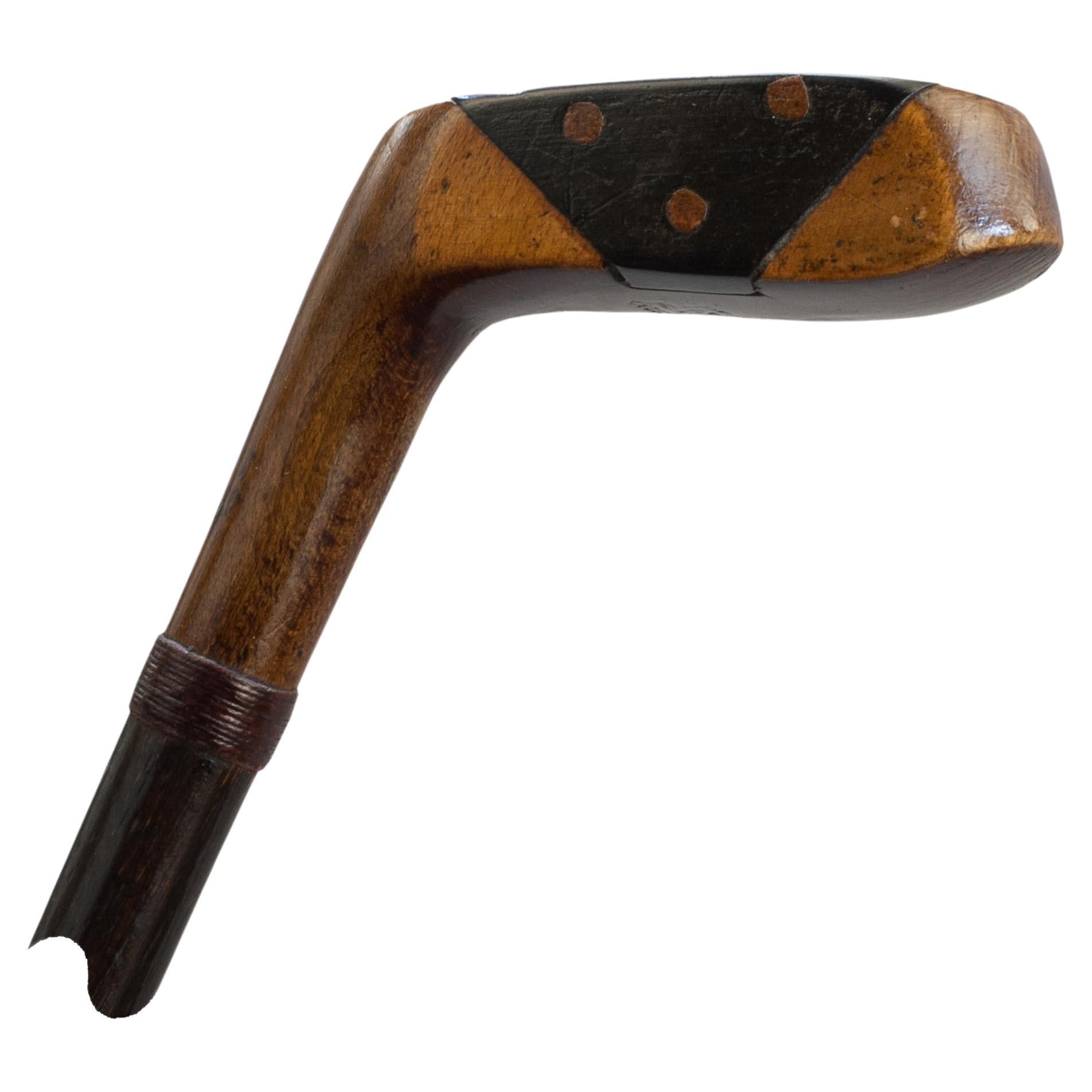 Golf Club Walking Stick With Horn Insert. For Sale
