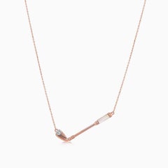 Golf Club White Pearl & White Diamond 18K Rose Gold Pendant Necklace